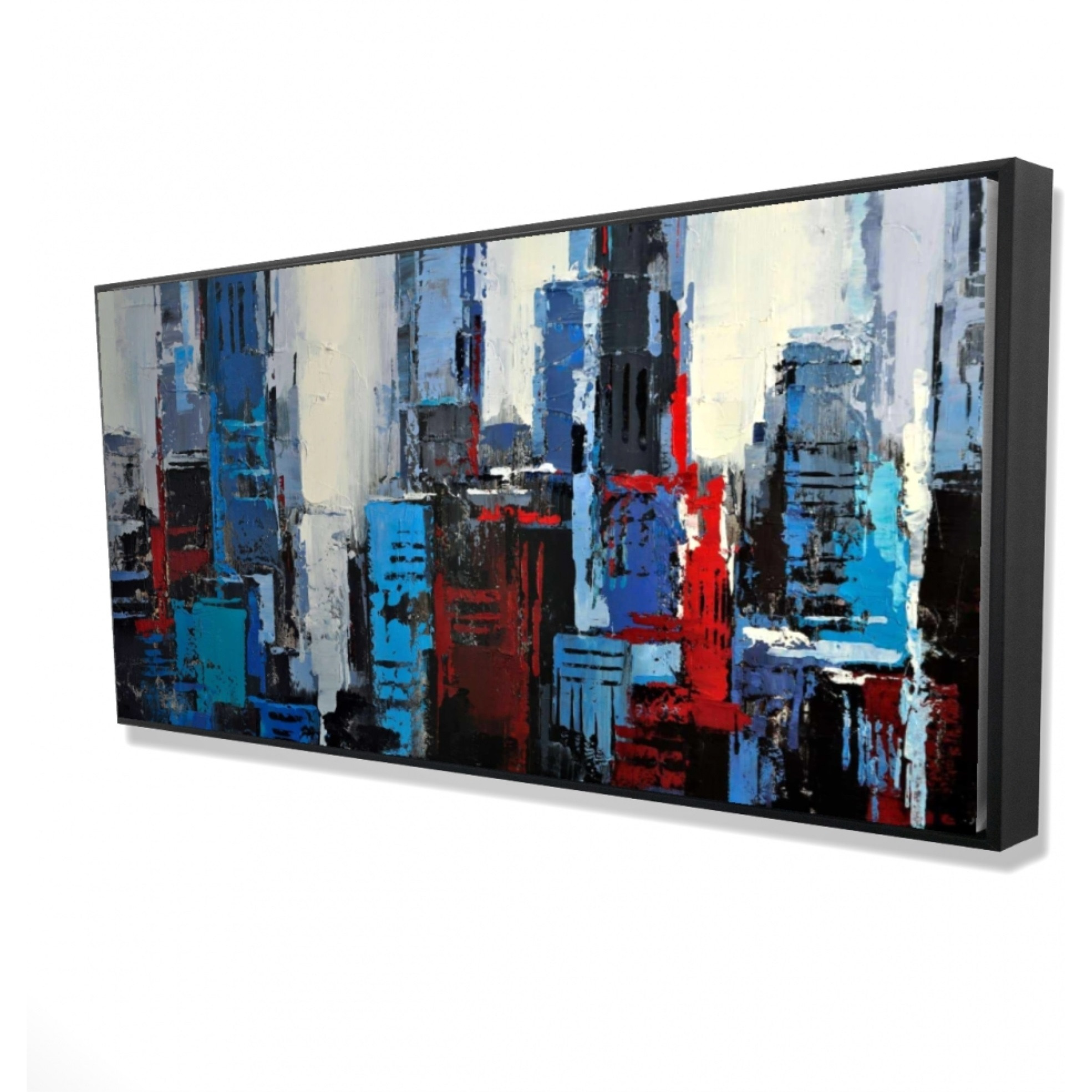 ABSTRACT BLUE CITY - Framed Print on canvas by Begin Edition