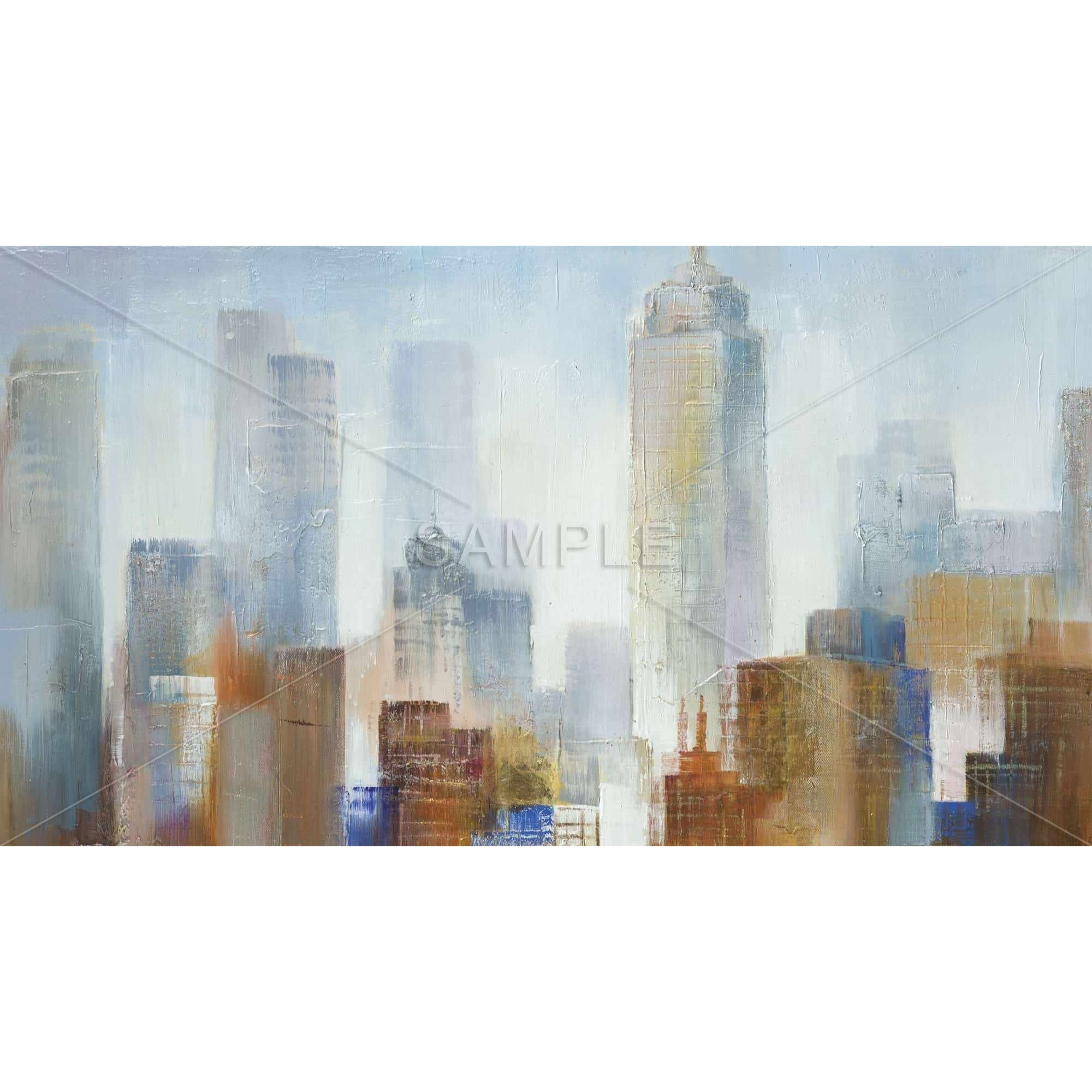 CITYSCAPE IN THE FOG - Framed Print on canvas by Begin Edition