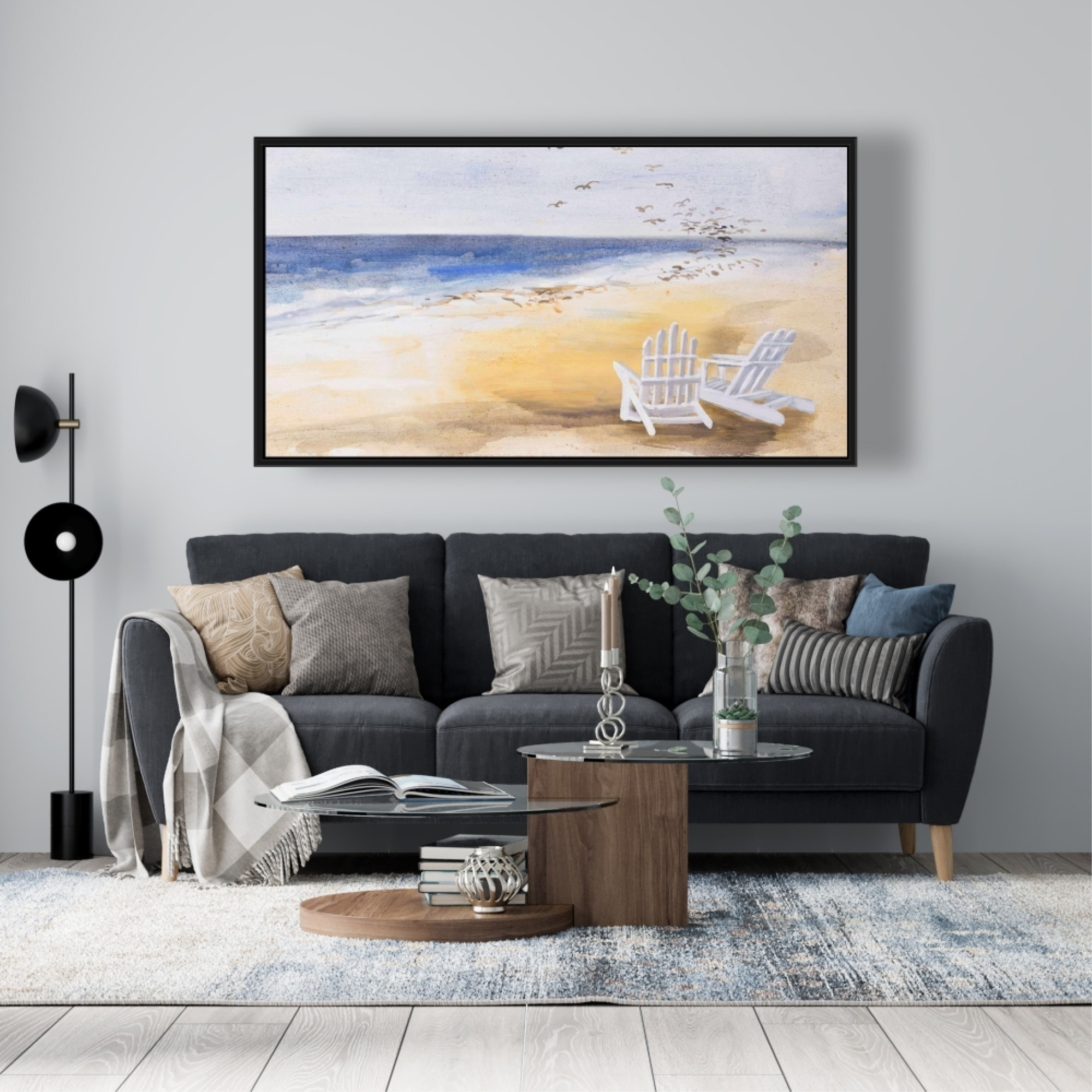 DAY AT THE BEACH - Framed Print on canvas by Begin Edition