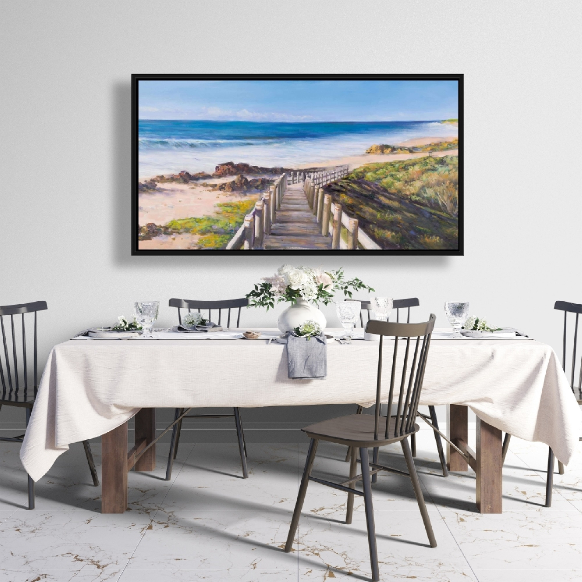 WALK TO THE SEASIDE - Framed Print on canvas by Begin Edition
