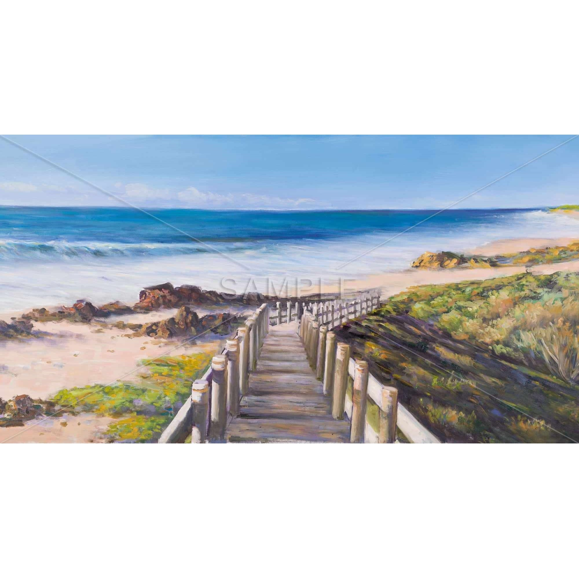 WALK TO THE SEASIDE - Framed Print on canvas by Begin Edition