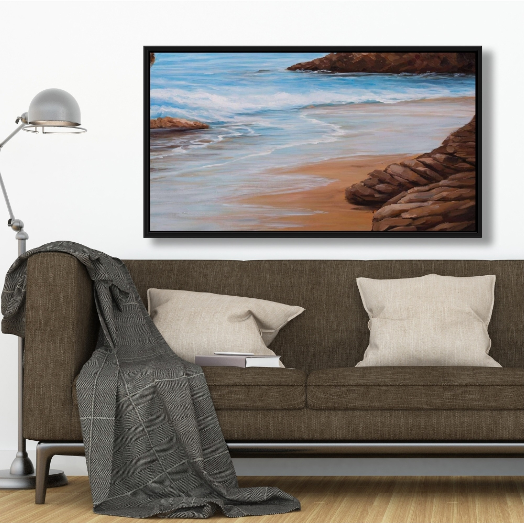 ROCKS AND SEASIDE - Framed Print on canvas by Begin Edition