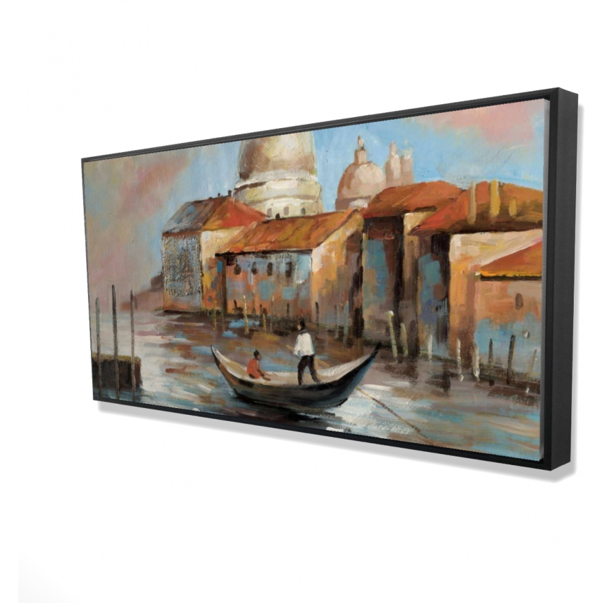 TWO EUROPEANS ON A GONDOLA - Framed Print on canvas by Begin Edition