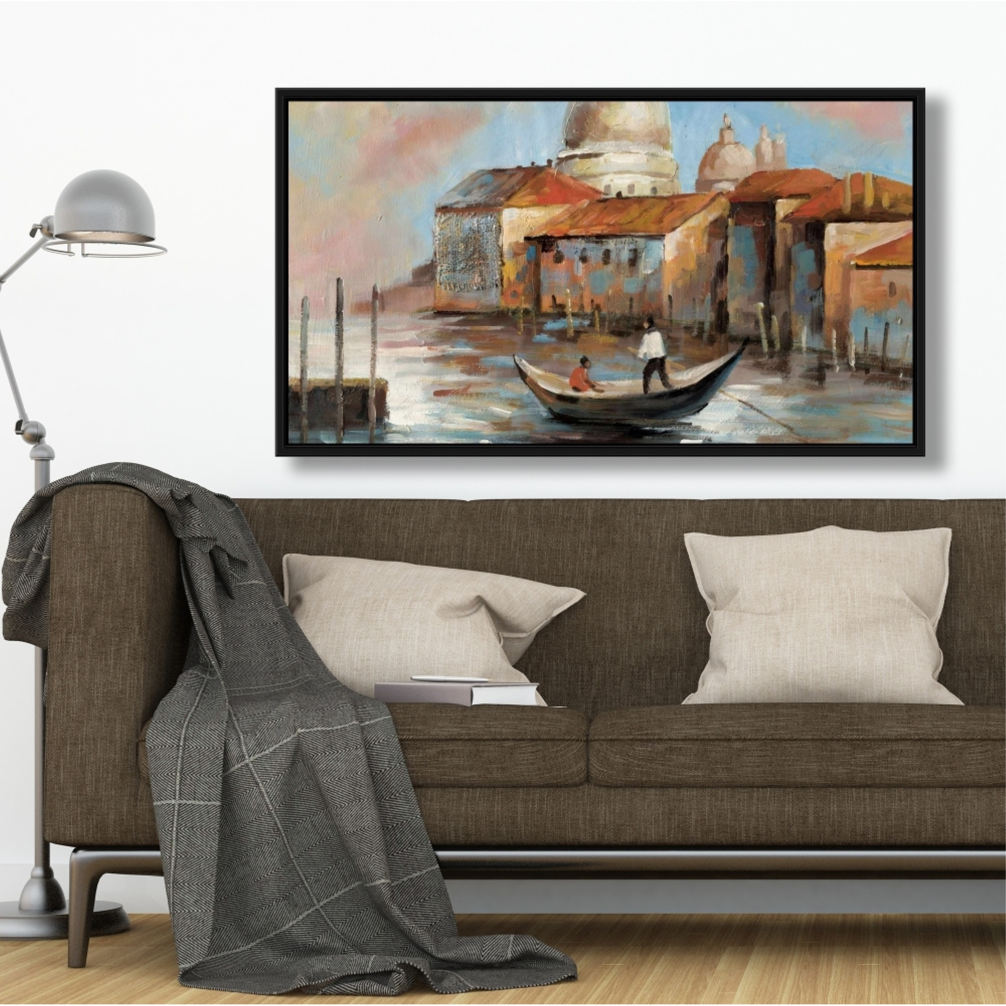 TWO EUROPEANS ON A GONDOLA - Framed Print on canvas by Begin Edition