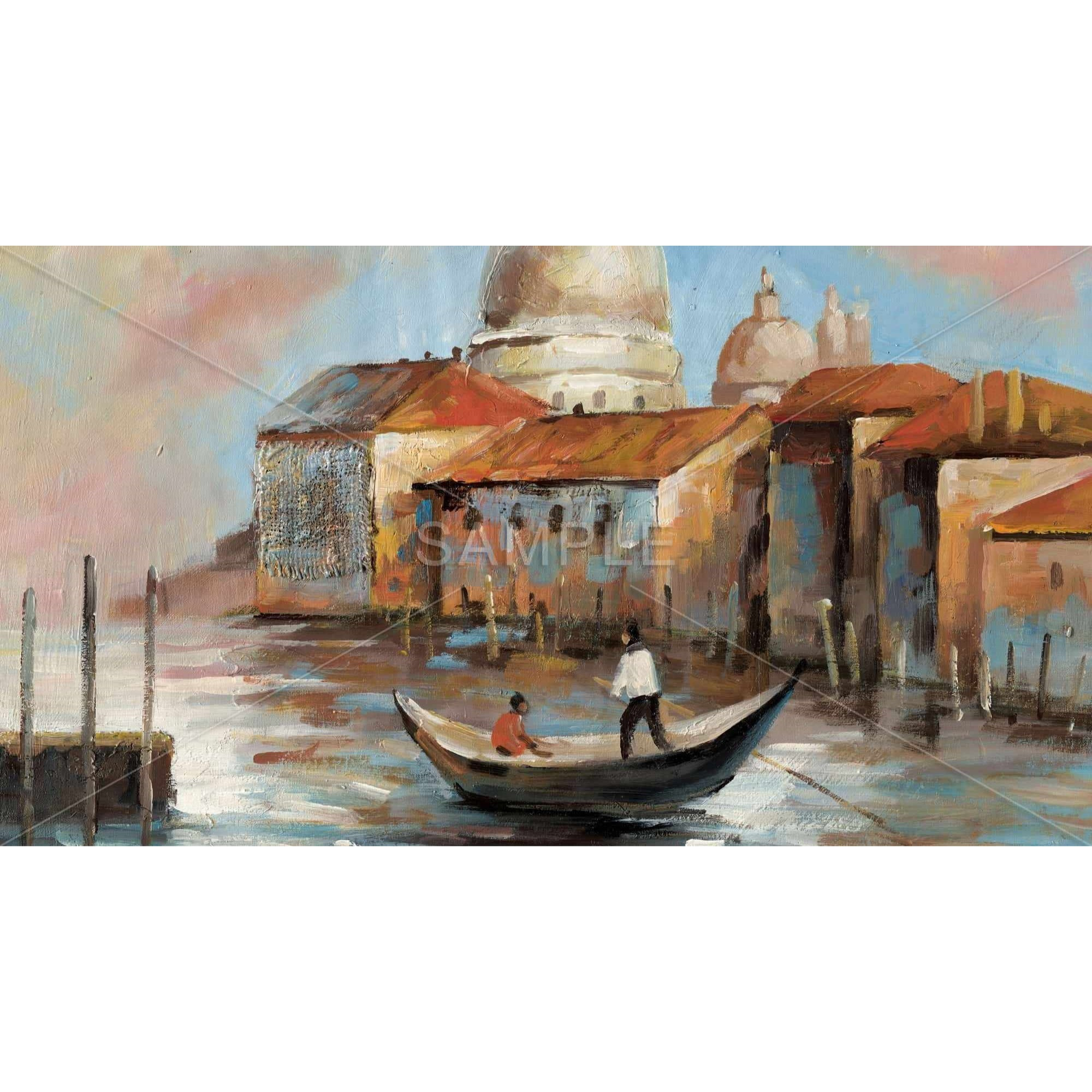 TWO EUROPEANS ON A GONDOLA - Framed Print on canvas by Begin Edition