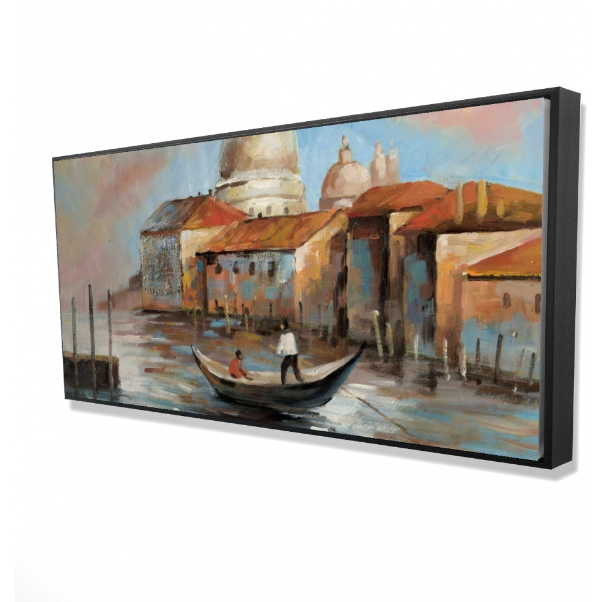 TWO EUROPEANS ON A GONDOLA - Framed Print on canvas by Begin Edition