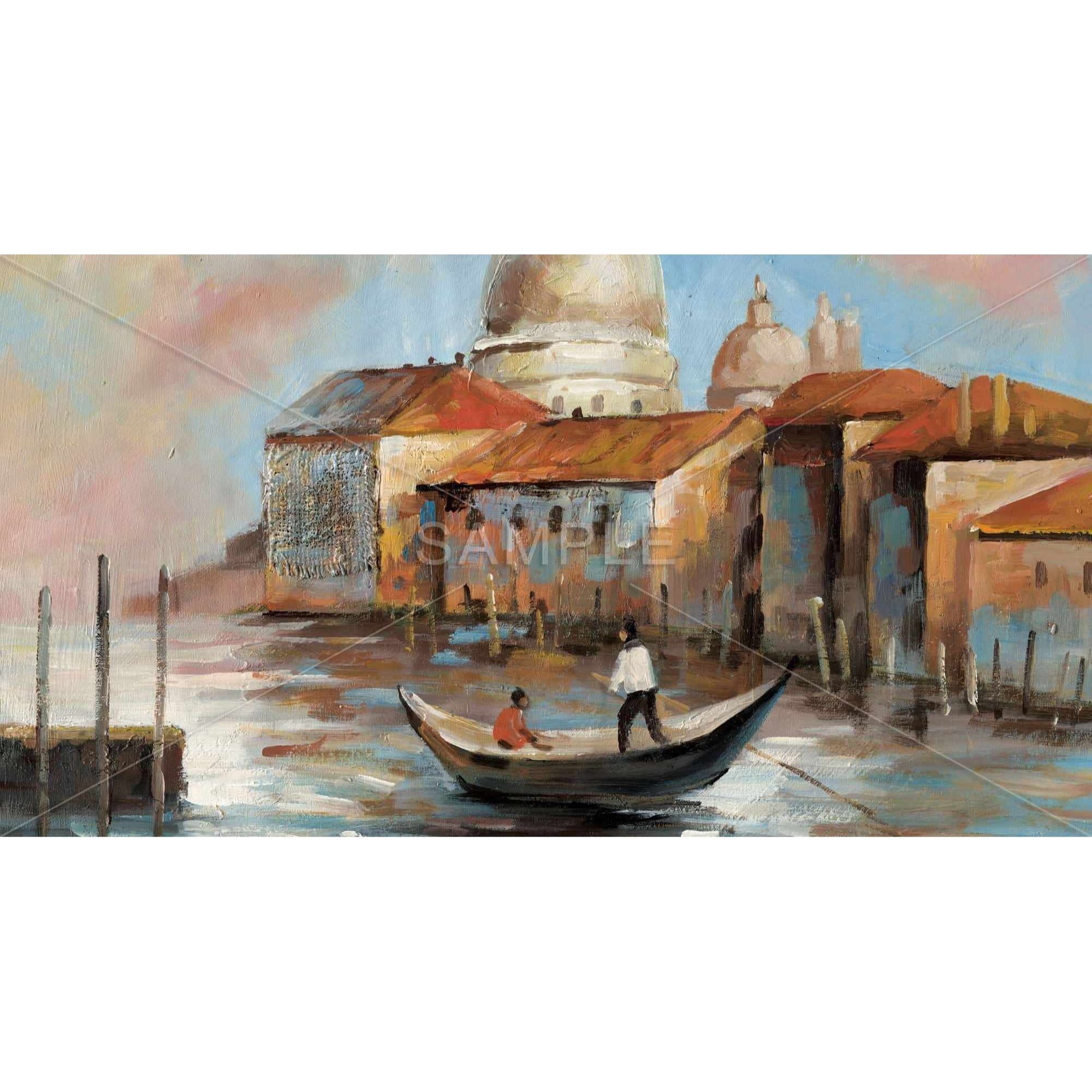 TWO EUROPEANS ON A GONDOLA - Framed Print on canvas by Begin Edition