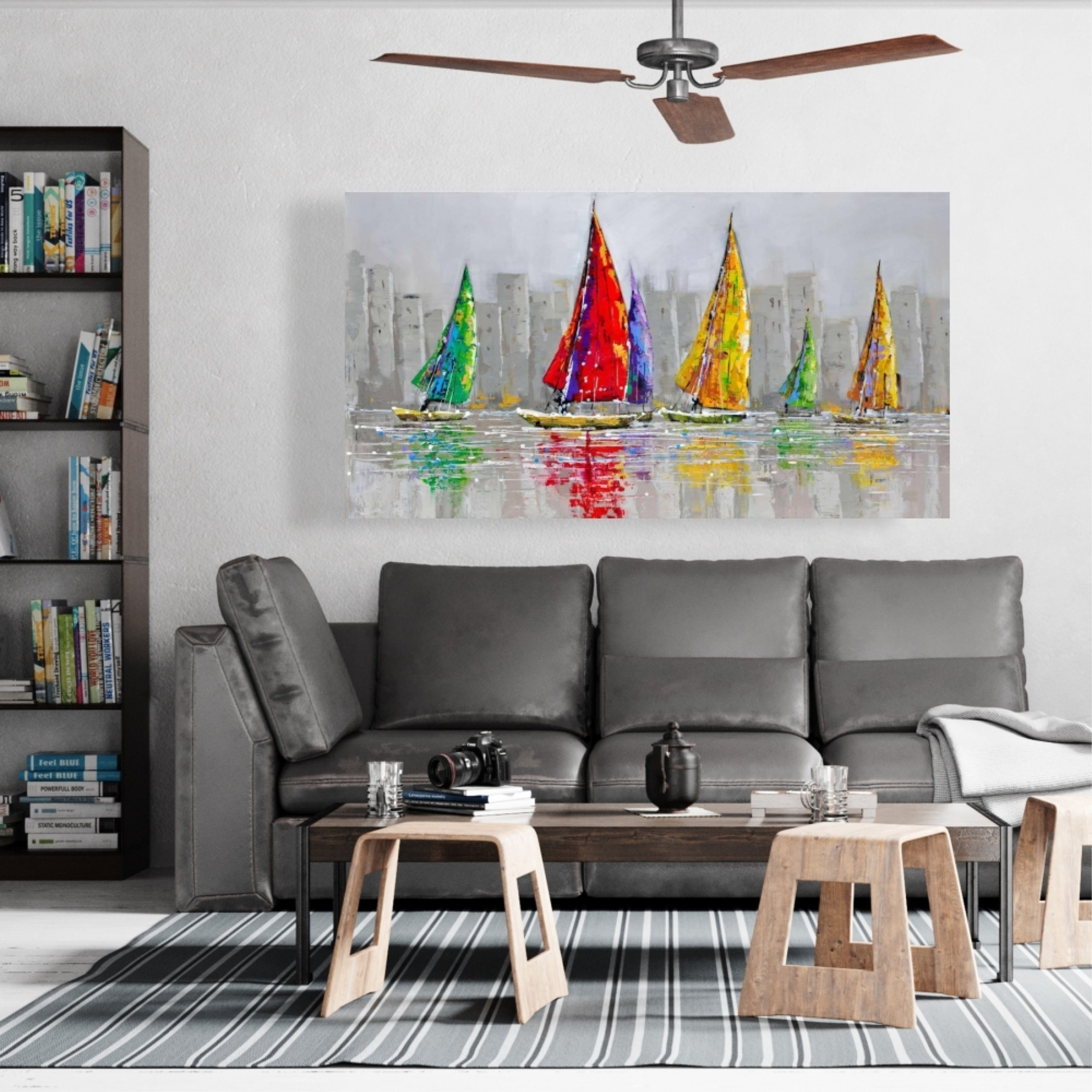 SAILBOATS IN THE WIND - Print on canvas by Begin Edition