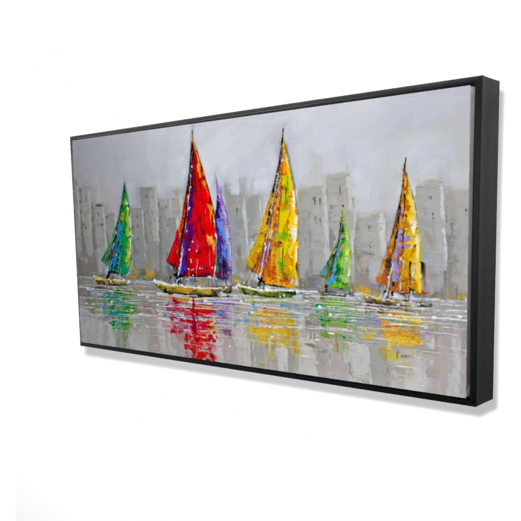 SAILBOATS IN THE WIND - Framed Print on canvas by Begin Edition