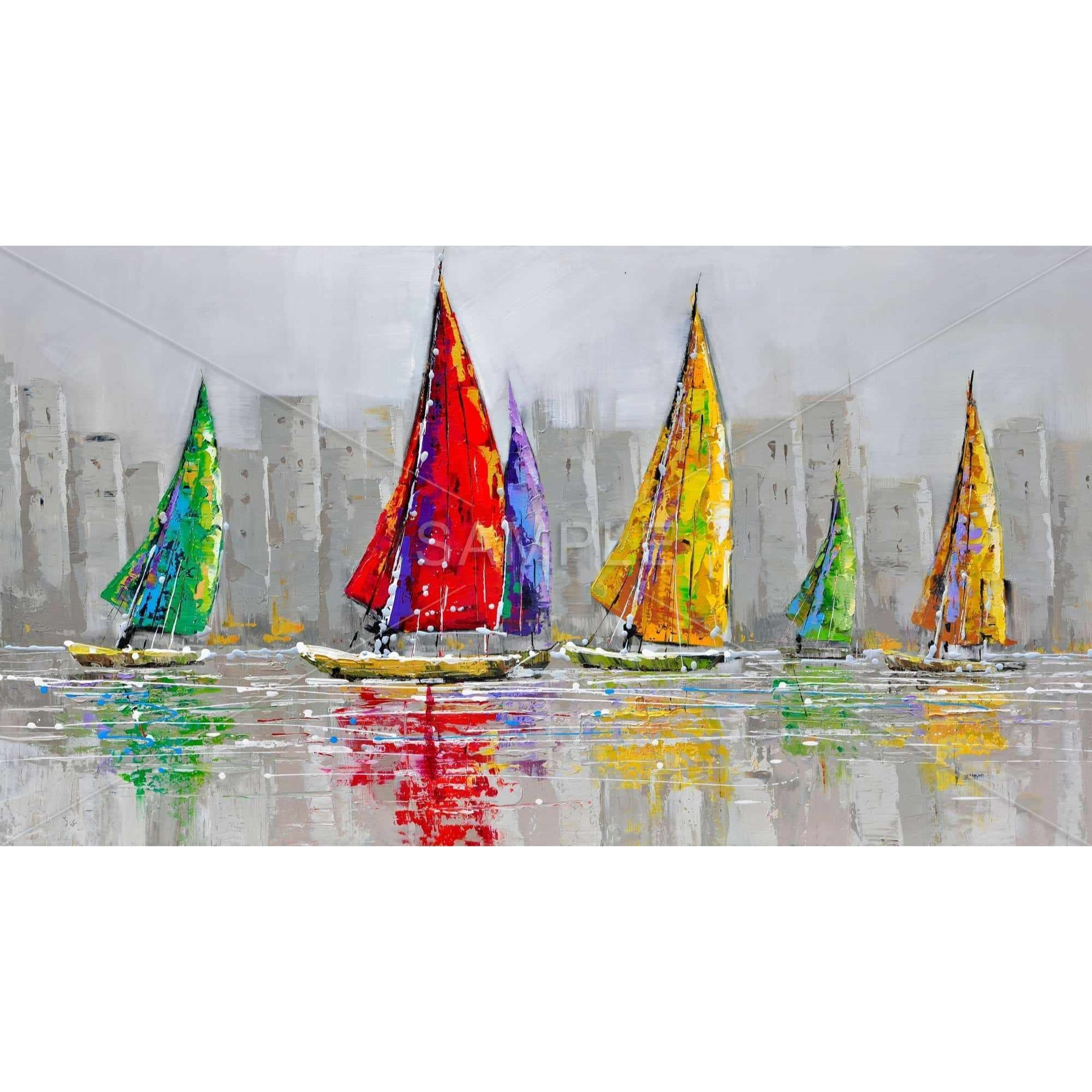 SAILBOATS IN THE WIND - Framed Print on canvas by Begin Edition