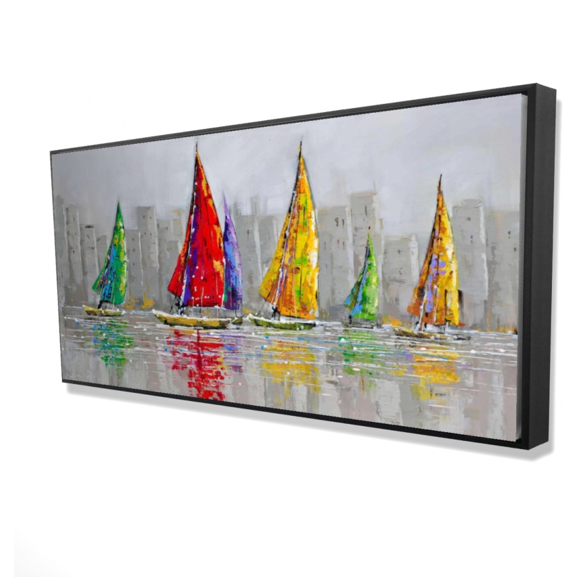 SAILBOATS IN THE WIND - Framed Print on canvas by Begin Edition