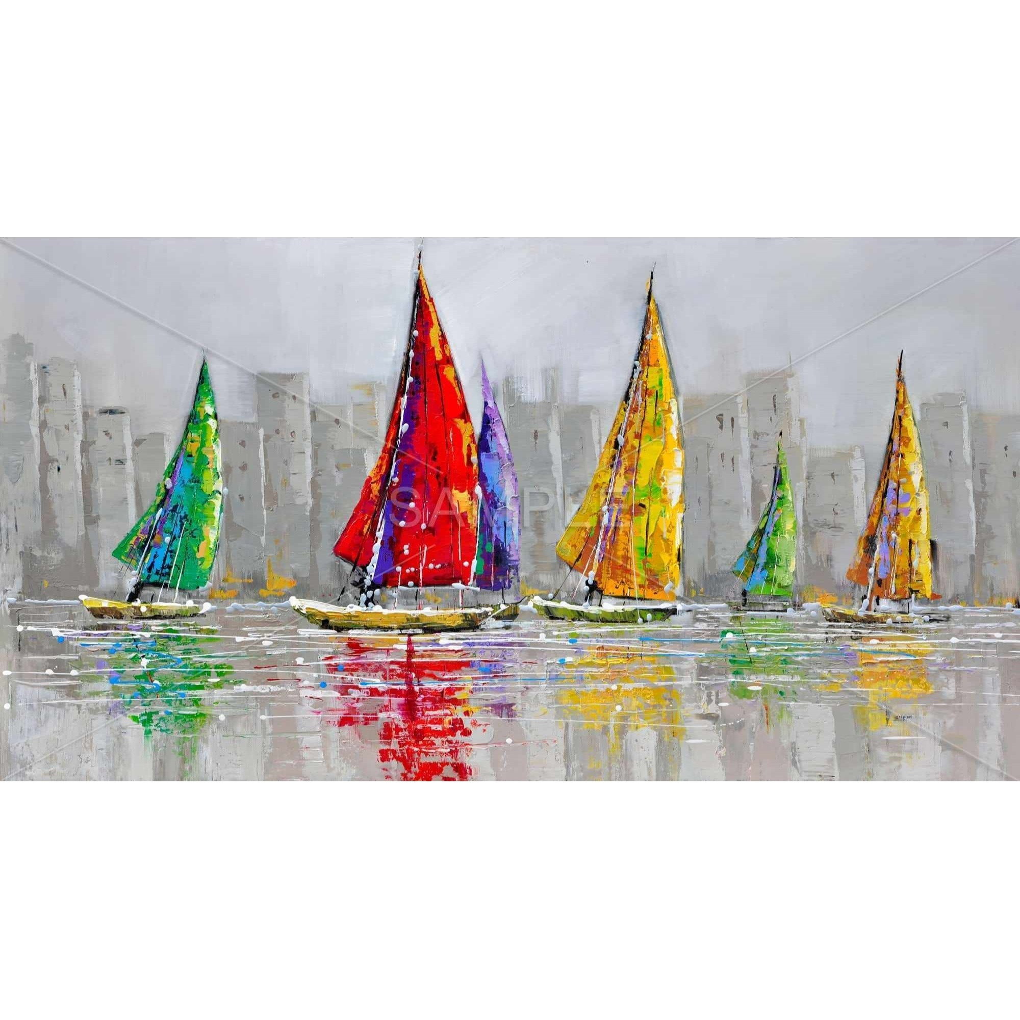 SAILBOATS IN THE WIND - Framed Print on canvas by Begin Edition