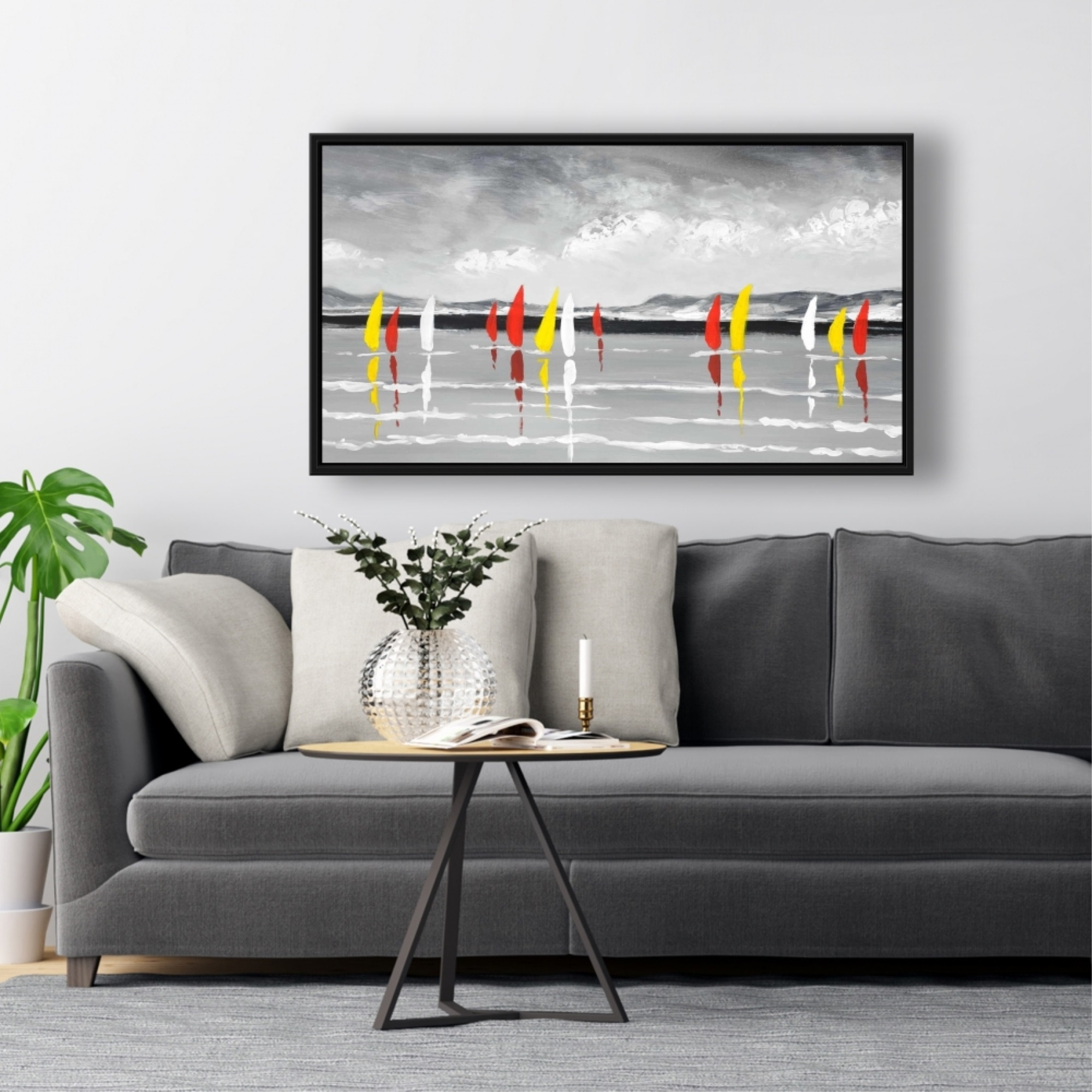 SAILING ON THE LAKE - Framed Print on canvas by Begin Edition