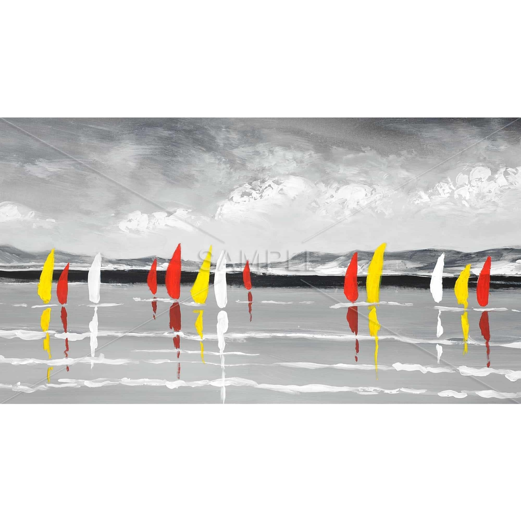 SAILING ON THE LAKE - Framed Print on canvas by Begin Edition