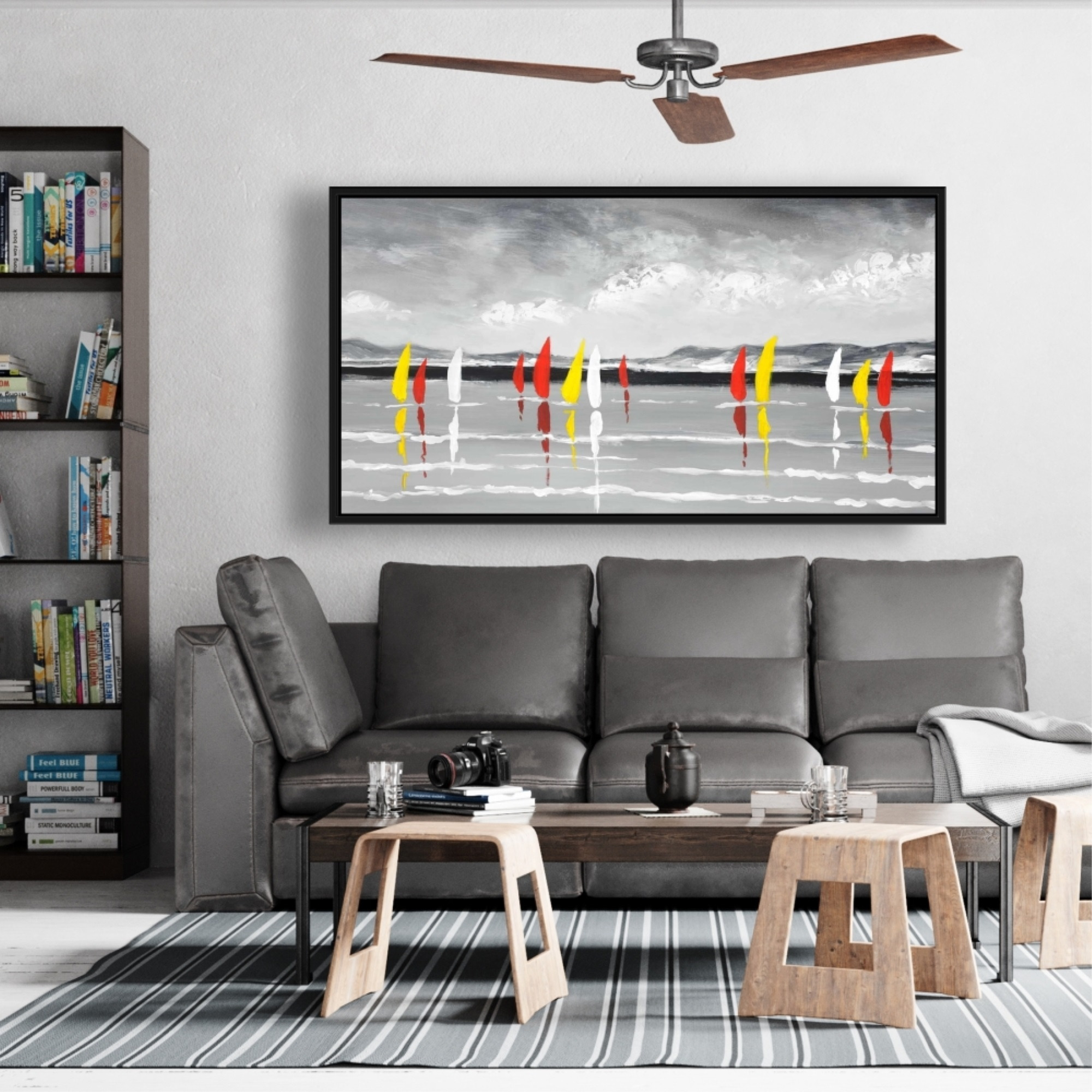 SAILING ON THE LAKE - Framed Print on canvas by Begin Edition