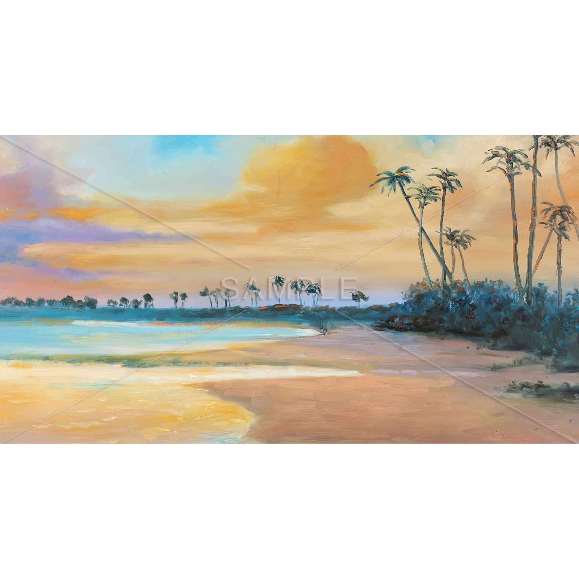 SUNSET BY THE SEA - Framed Print on canvas by Begin Edition
