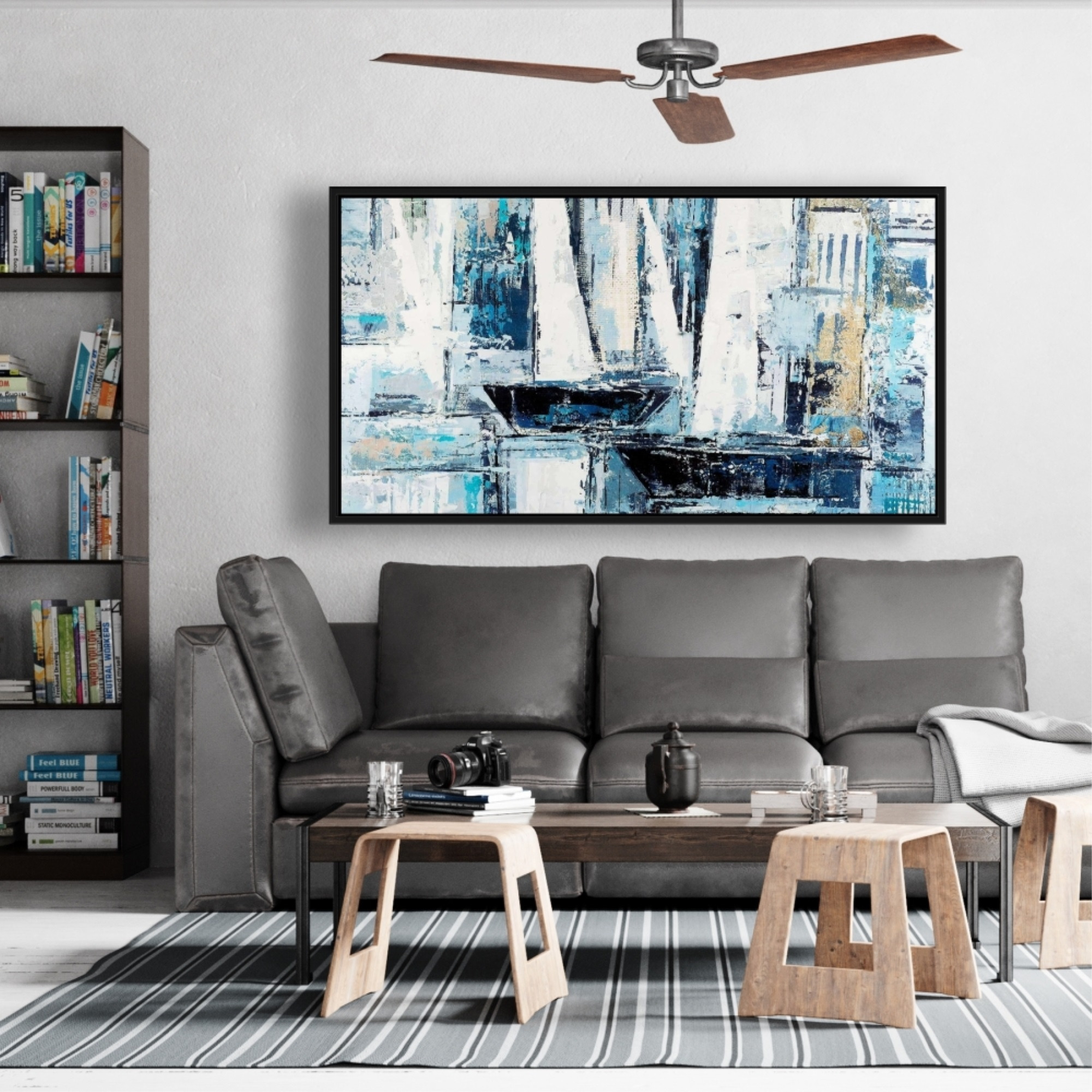 INDUSTRIAL STYLE BOATS - Framed Print on canvas by Begin Edition