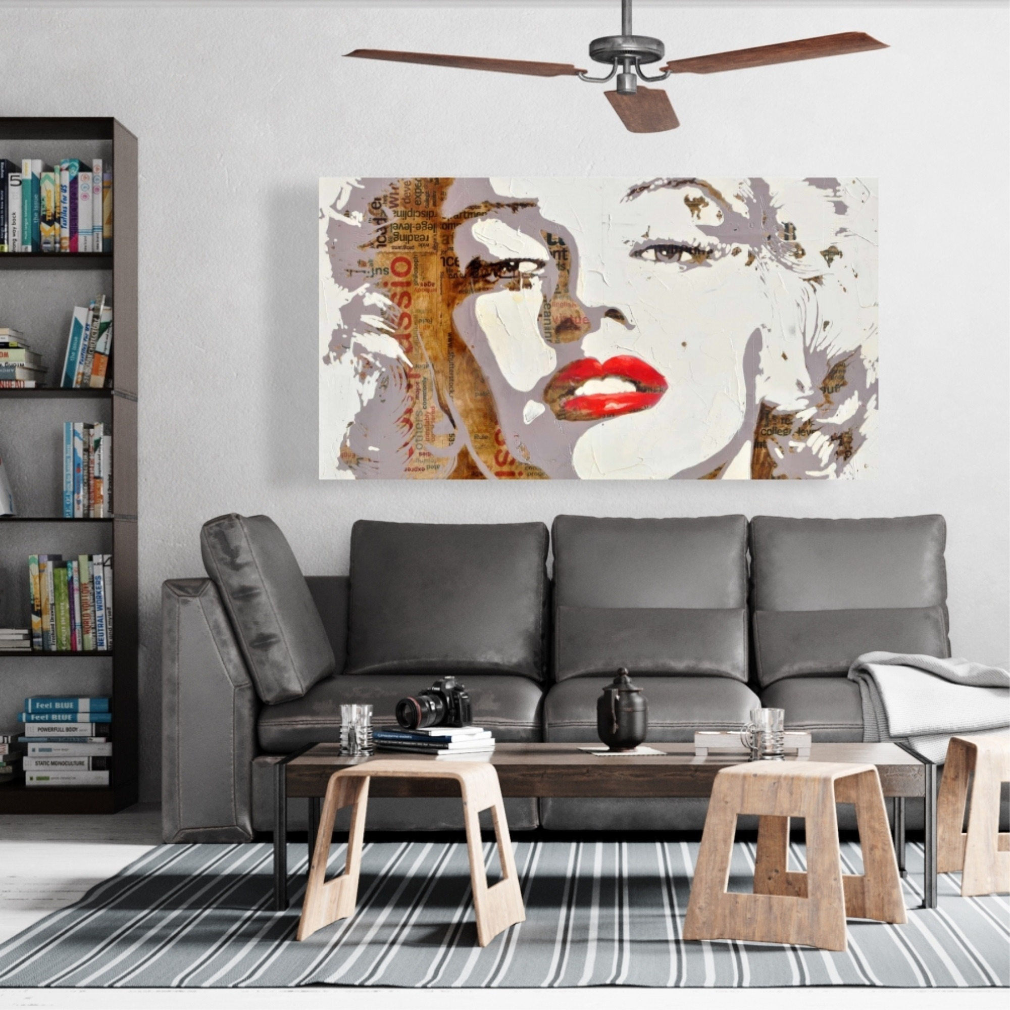 MARILYN MONROE WITH TYPOGRAPHY - Print on canvas by Begin Edition