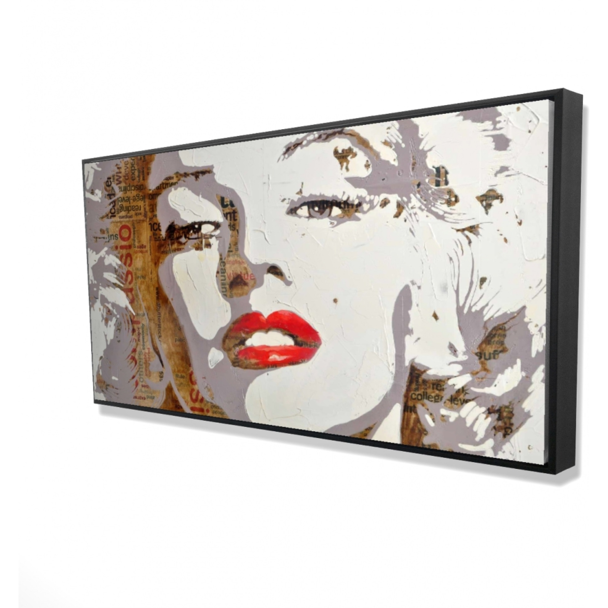MARILYN MONROE WITH TYPOGRAPHY - Framed Print on canvas by Begin Edition