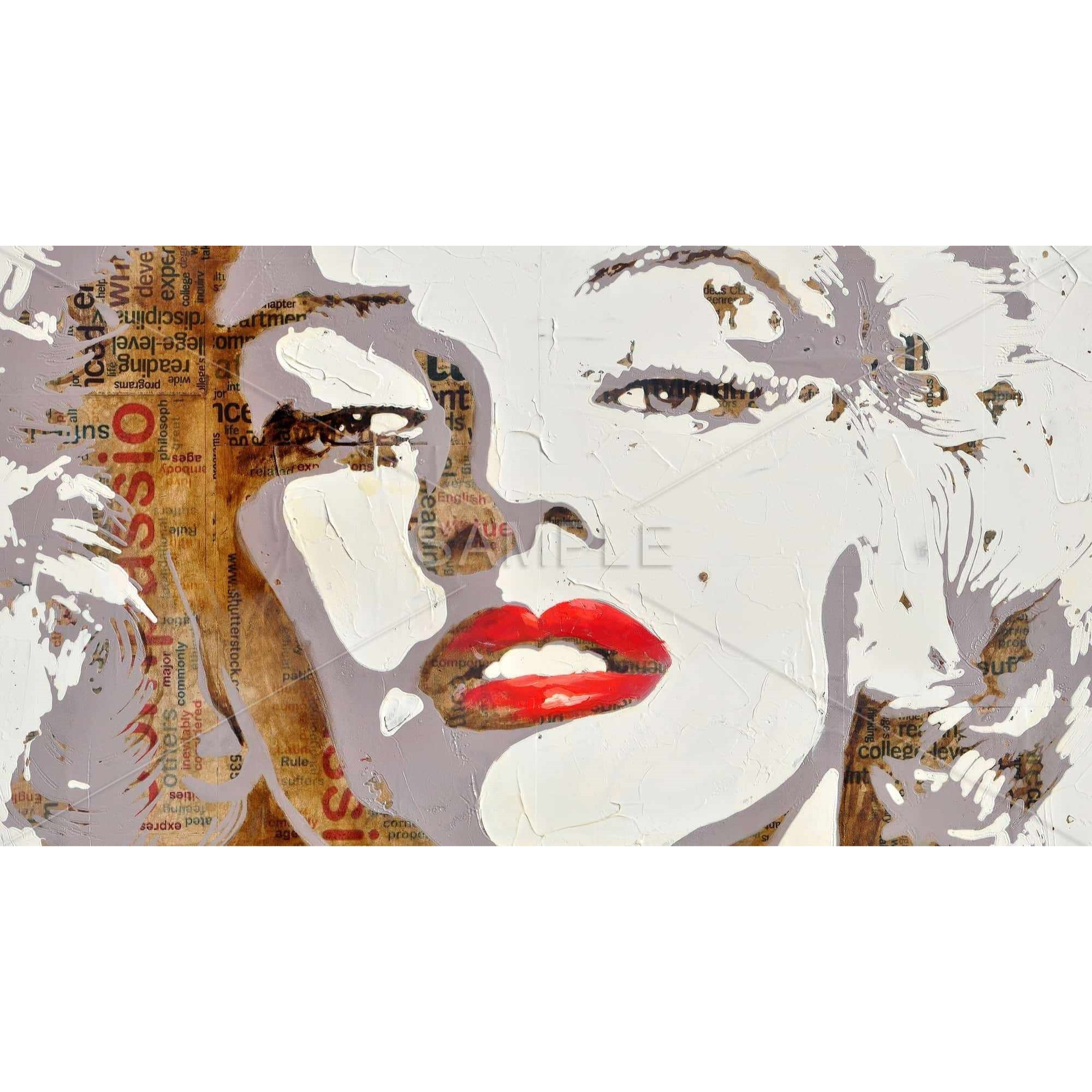 MARILYN MONROE WITH TYPOGRAPHY - Framed Print on canvas by Begin Edition
