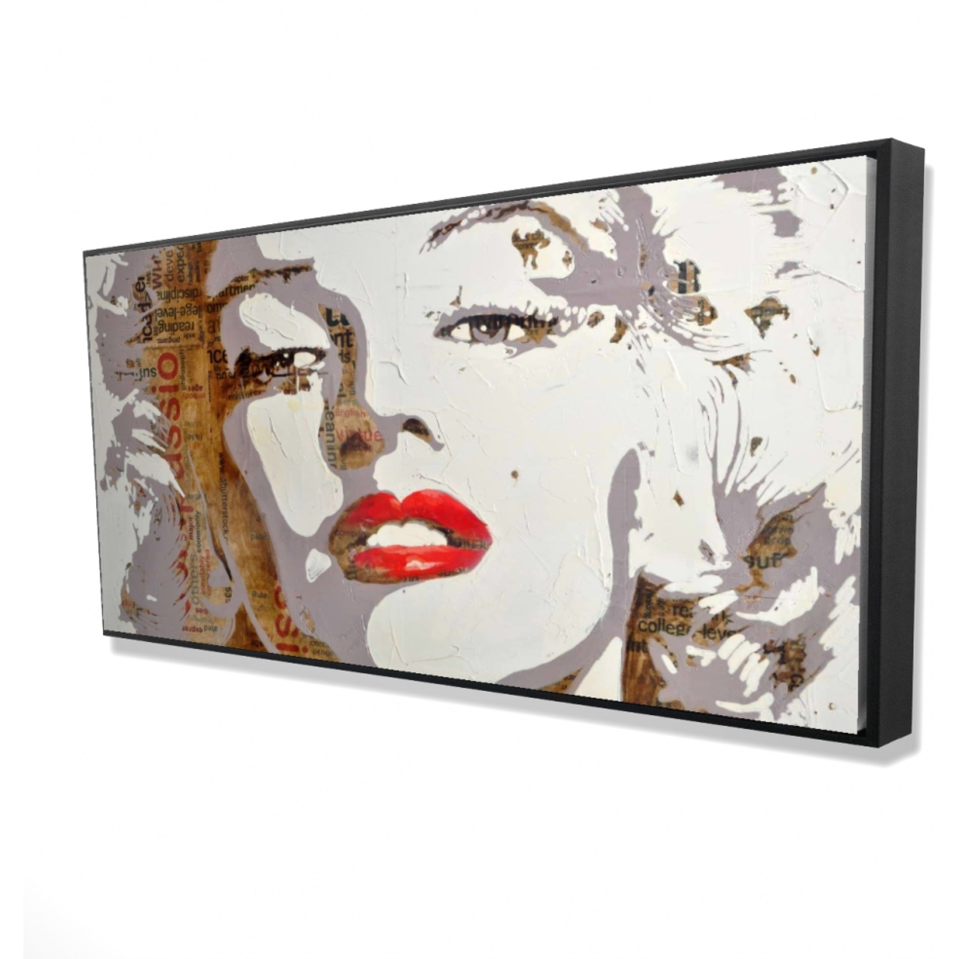 MARILYN MONROE WITH TYPOGRAPHY - Framed Print on canvas by Begin Edition