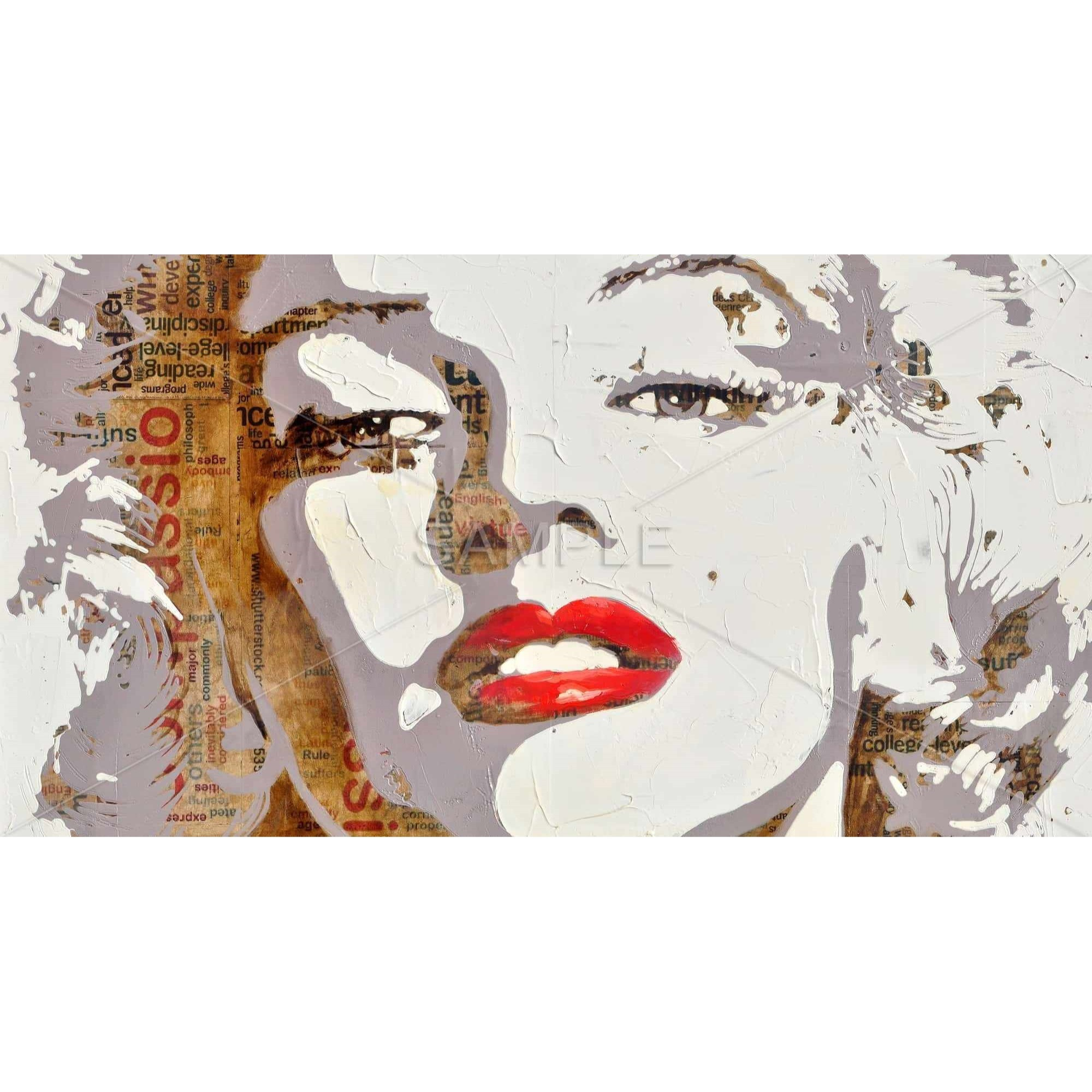 MARILYN MONROE WITH TYPOGRAPHY - Framed Print on canvas by Begin Edition
