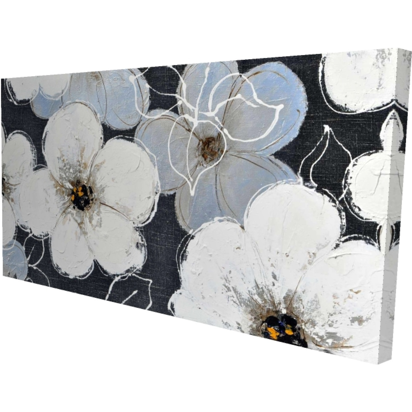 WHITE FLOWERS WITH LEAVES OUTLINES - Print on canvas by Begin Edition