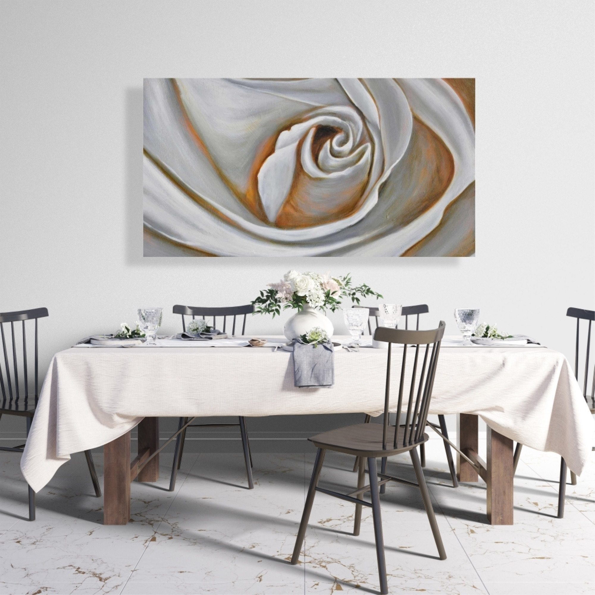 WHITE ROSE CLOSEUP - Print on canvas by Begin Edition