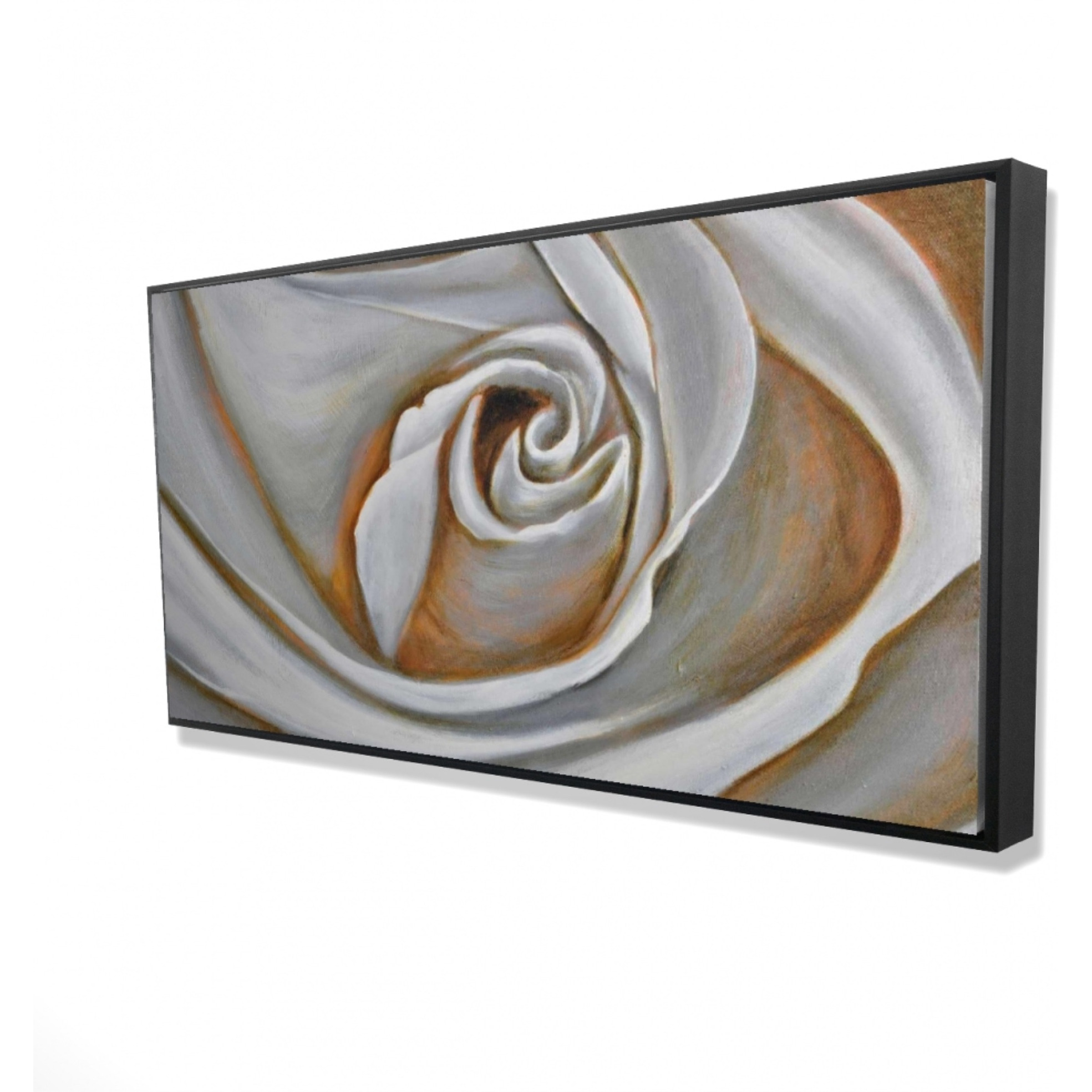 WHITE ROSE CLOSEUP - Framed Print on canvas by Begin Edition