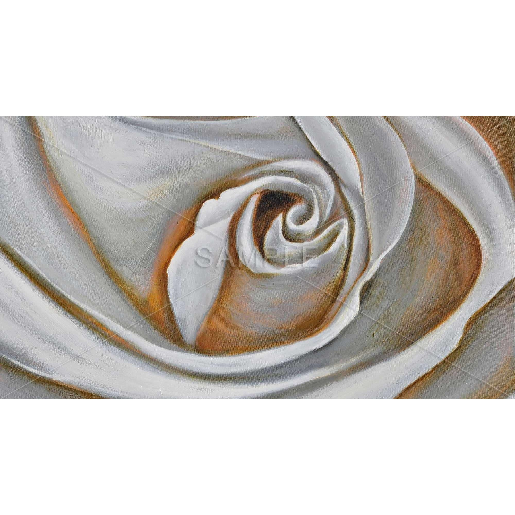 WHITE ROSE CLOSEUP - Framed Print on canvas by Begin Edition