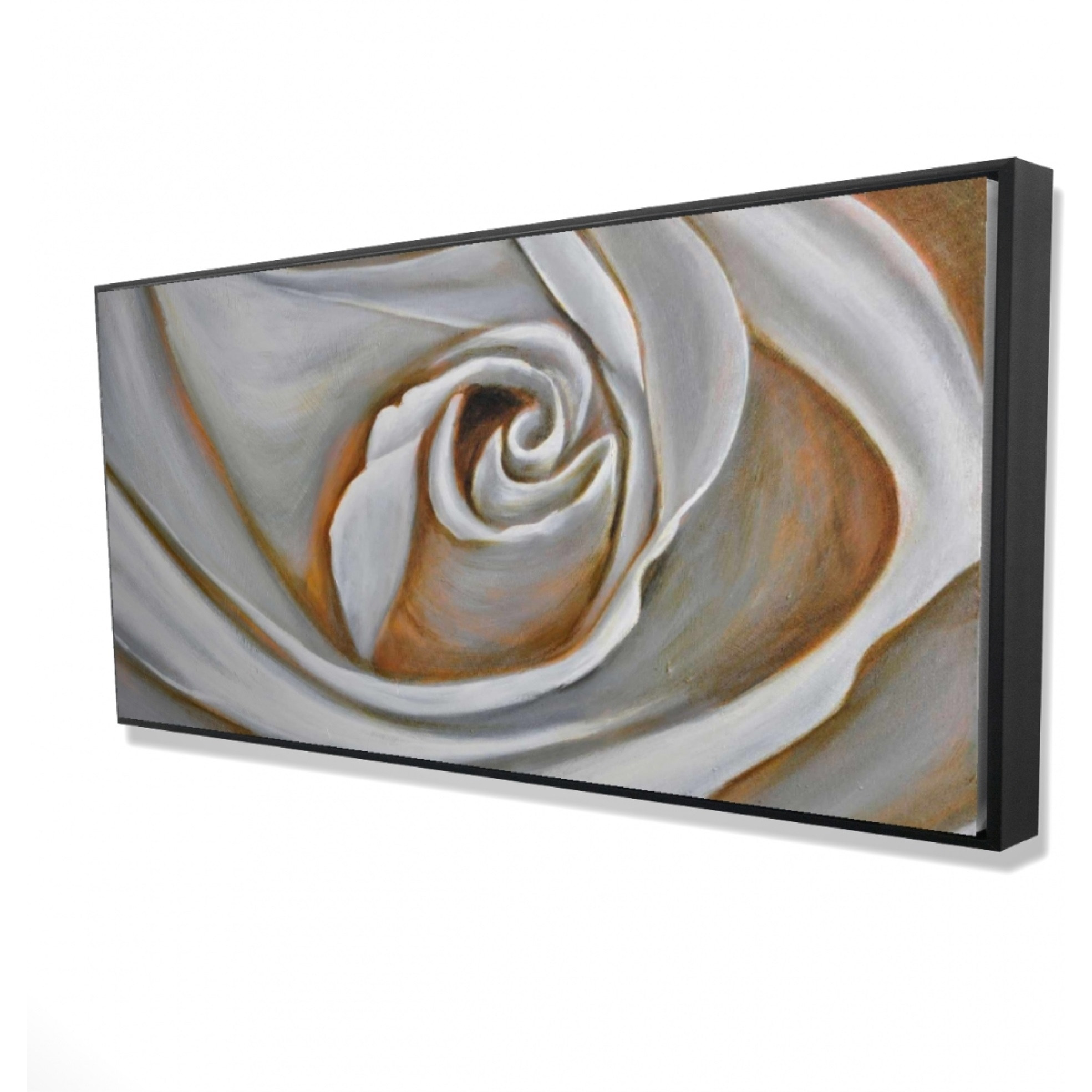 WHITE ROSE CLOSEUP - Framed Print on canvas by Begin Edition