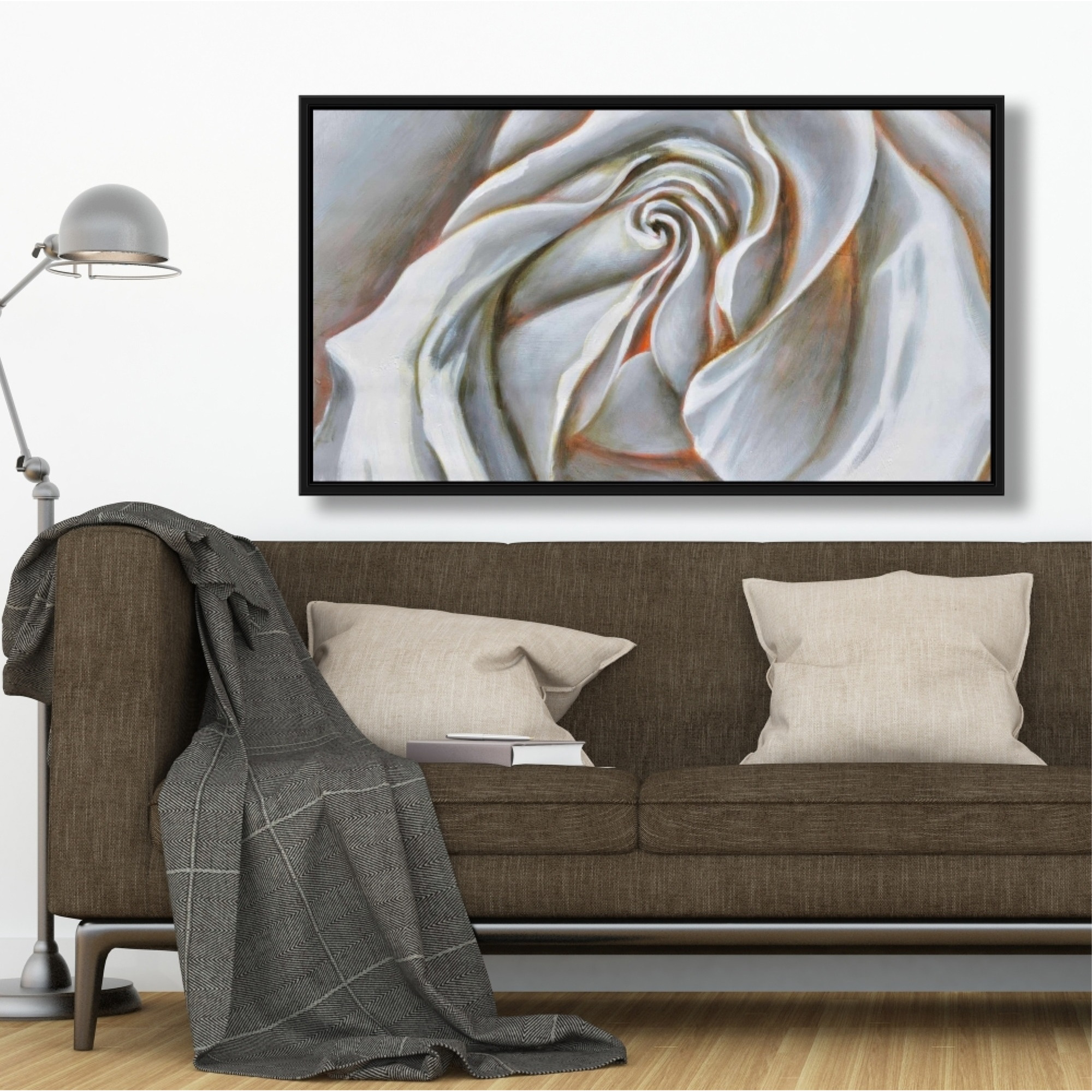 WHITE ROSE DELICATE - Framed Print on canvas by Begin Edition