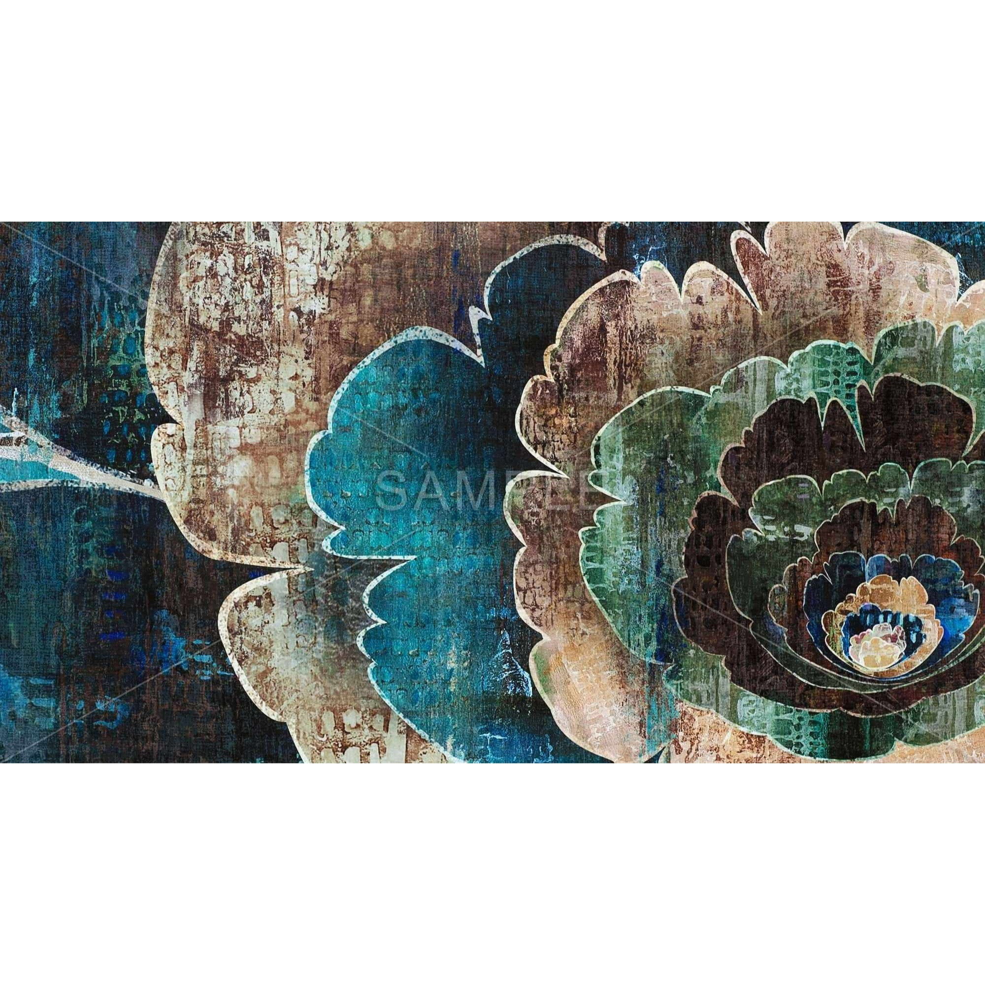 BLUE FLOWER MONTAGE - Framed Print on canvas by Begin Edition
