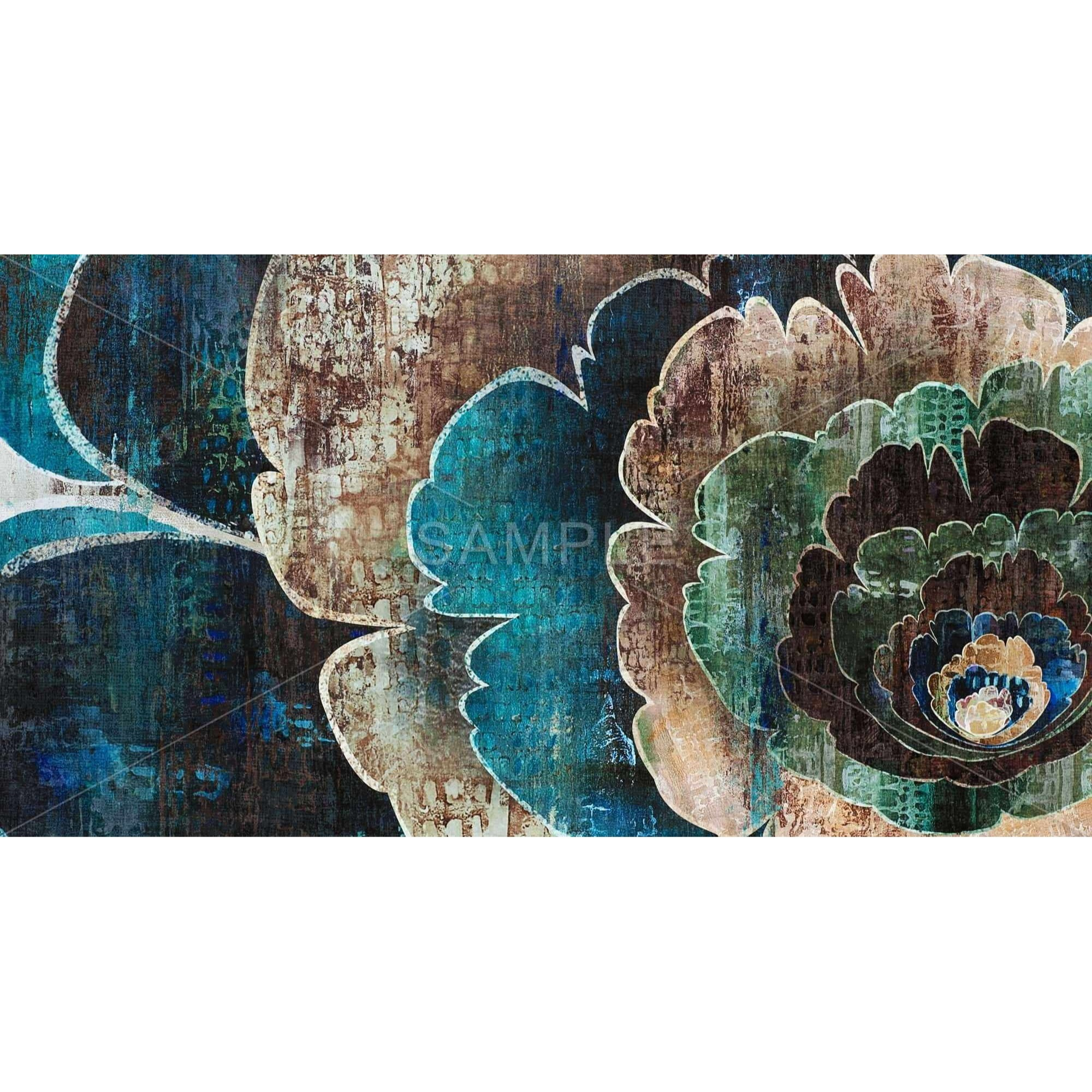 BLUE FLOWER MONTAGE - Framed Print on canvas by Begin Edition