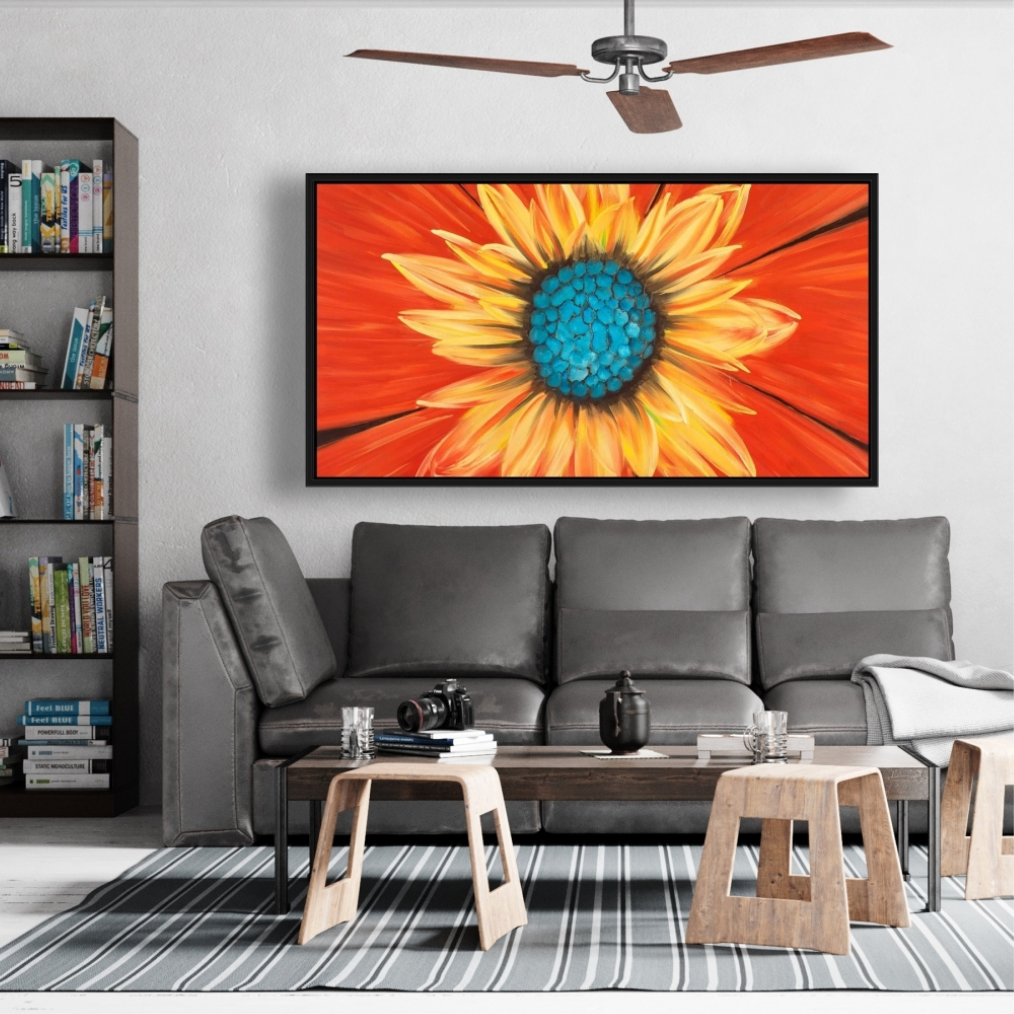 FLOWER MIDDLE - Framed Print on canvas by Begin Edition