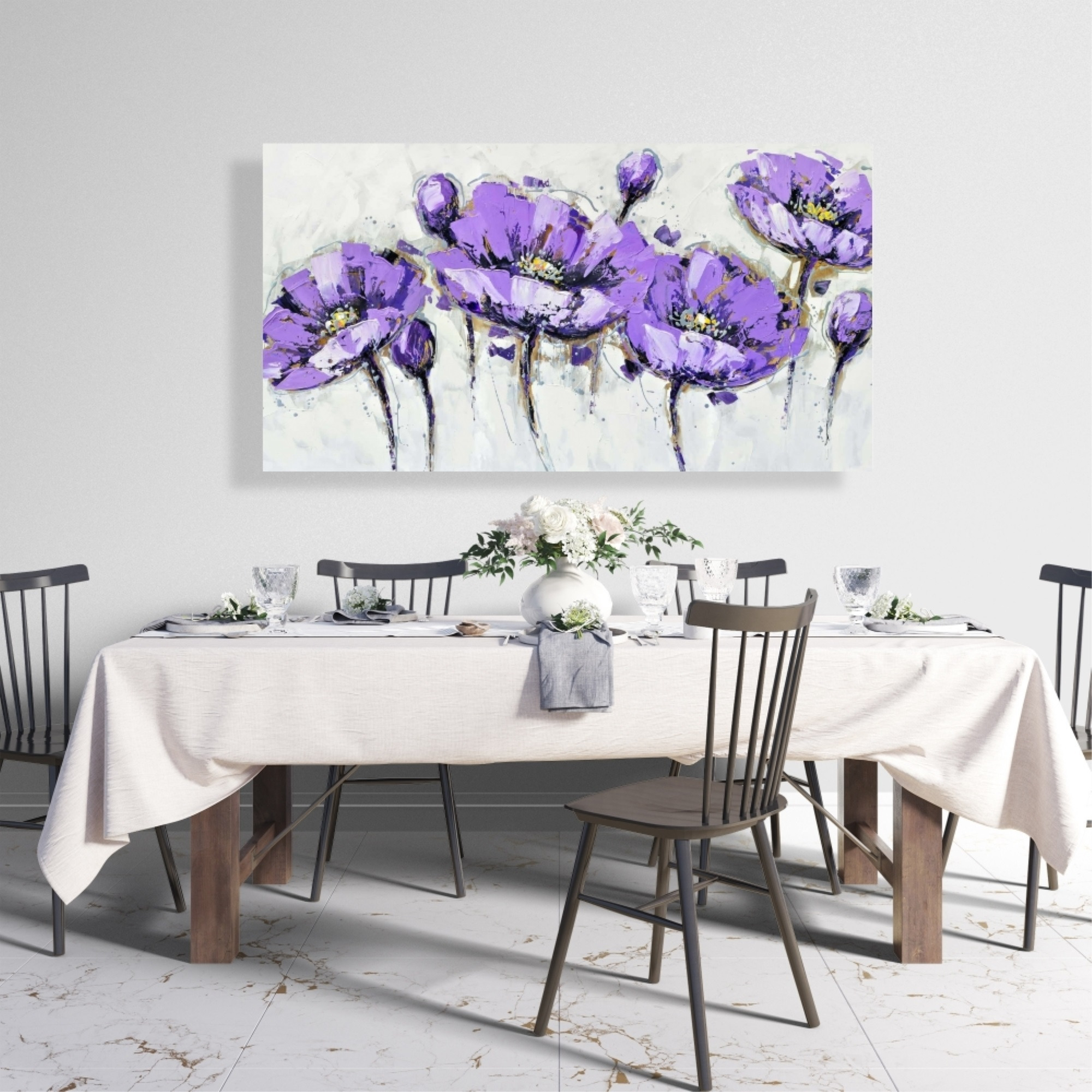 ABSTRACT PURPLE FLOWERS - Print on canvas by Begin Edition