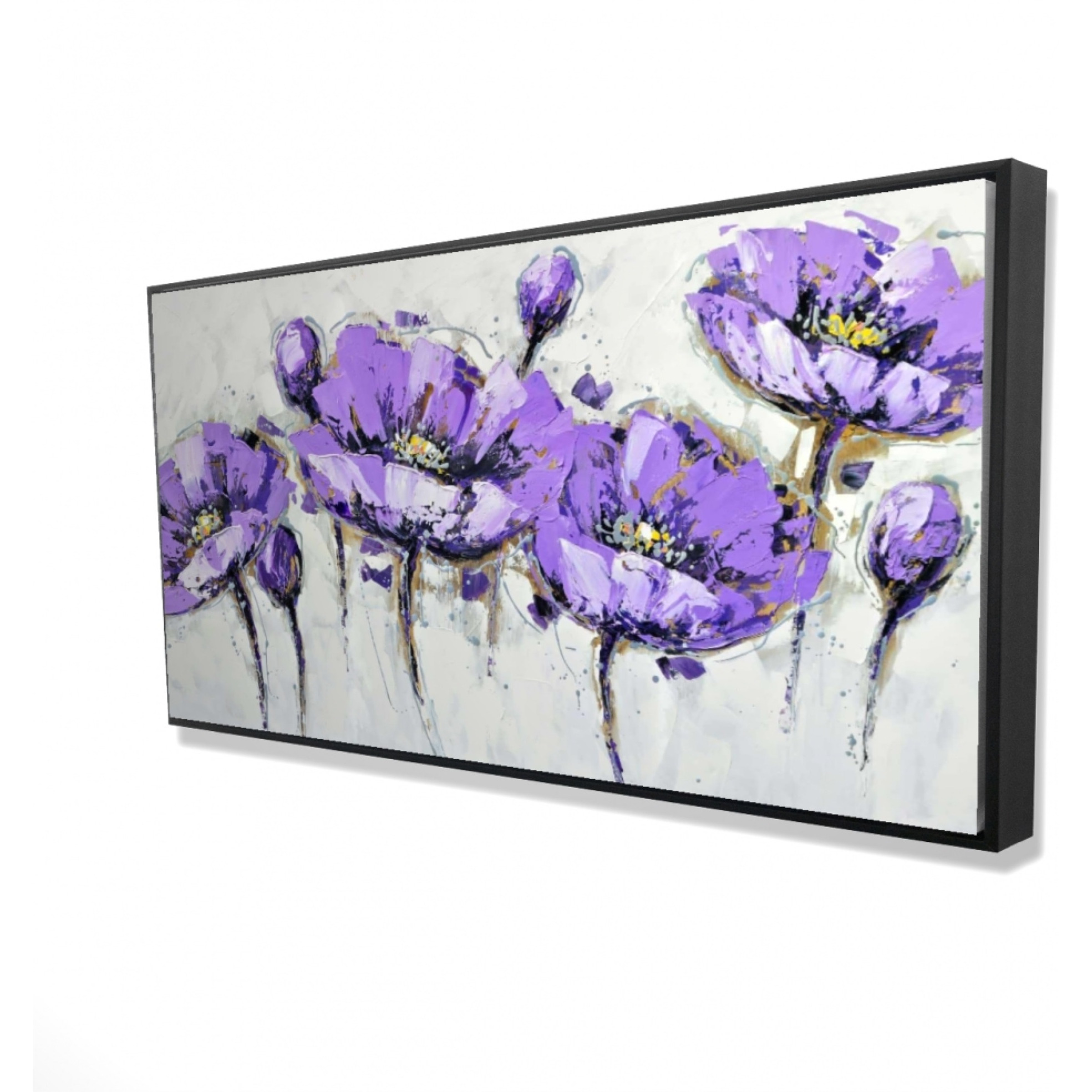 ABSTRACT PURPLE FLOWERS - Framed Print on canvas by Begin Edition