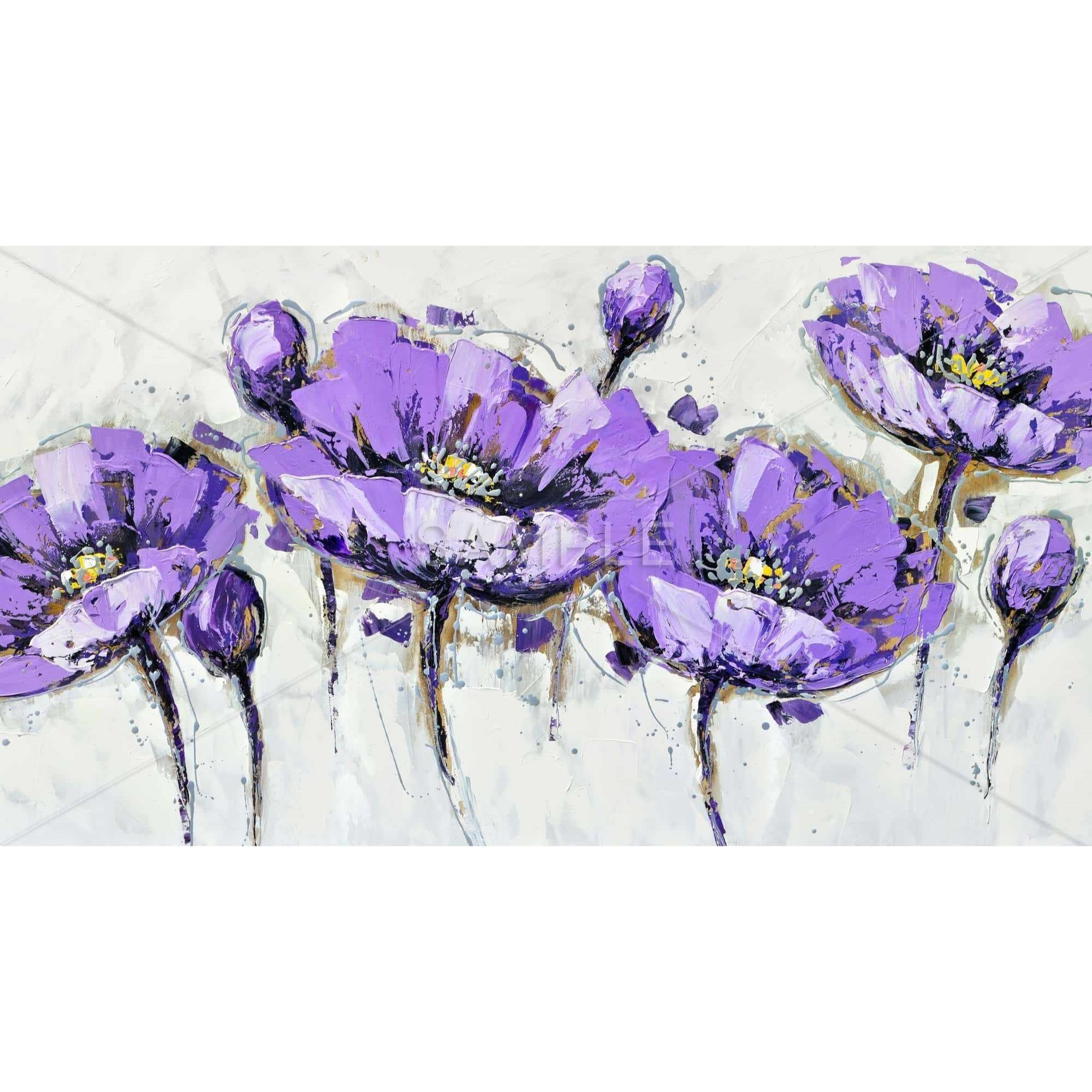 ABSTRACT PURPLE FLOWERS - Framed Print on canvas by Begin Edition