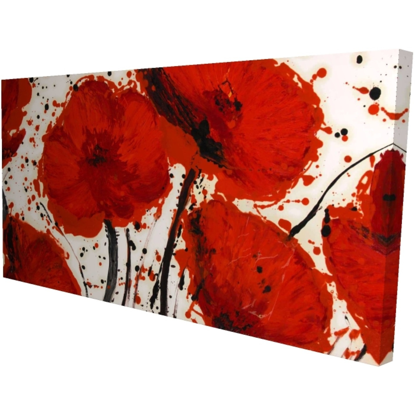 ABSTRACT PAINT SPLASH RED FLOWERS - Print on canvas by Begin Edition