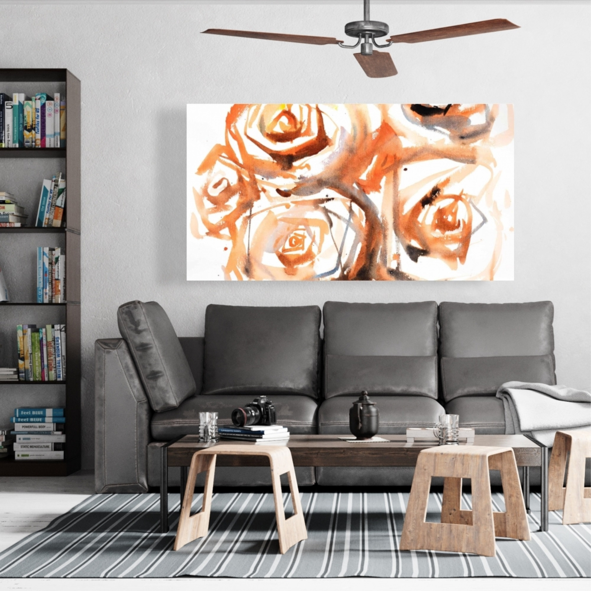 SEPIA STYLE ABSTRACT ROSES BUNDLE - Print on canvas by Begin Edition
