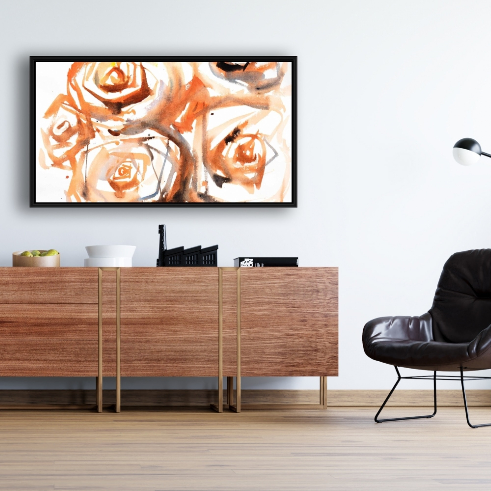 SEPIA STYLE ABSTRACT ROSES BUNDLE - Framed Print on canvas by Begin Edition