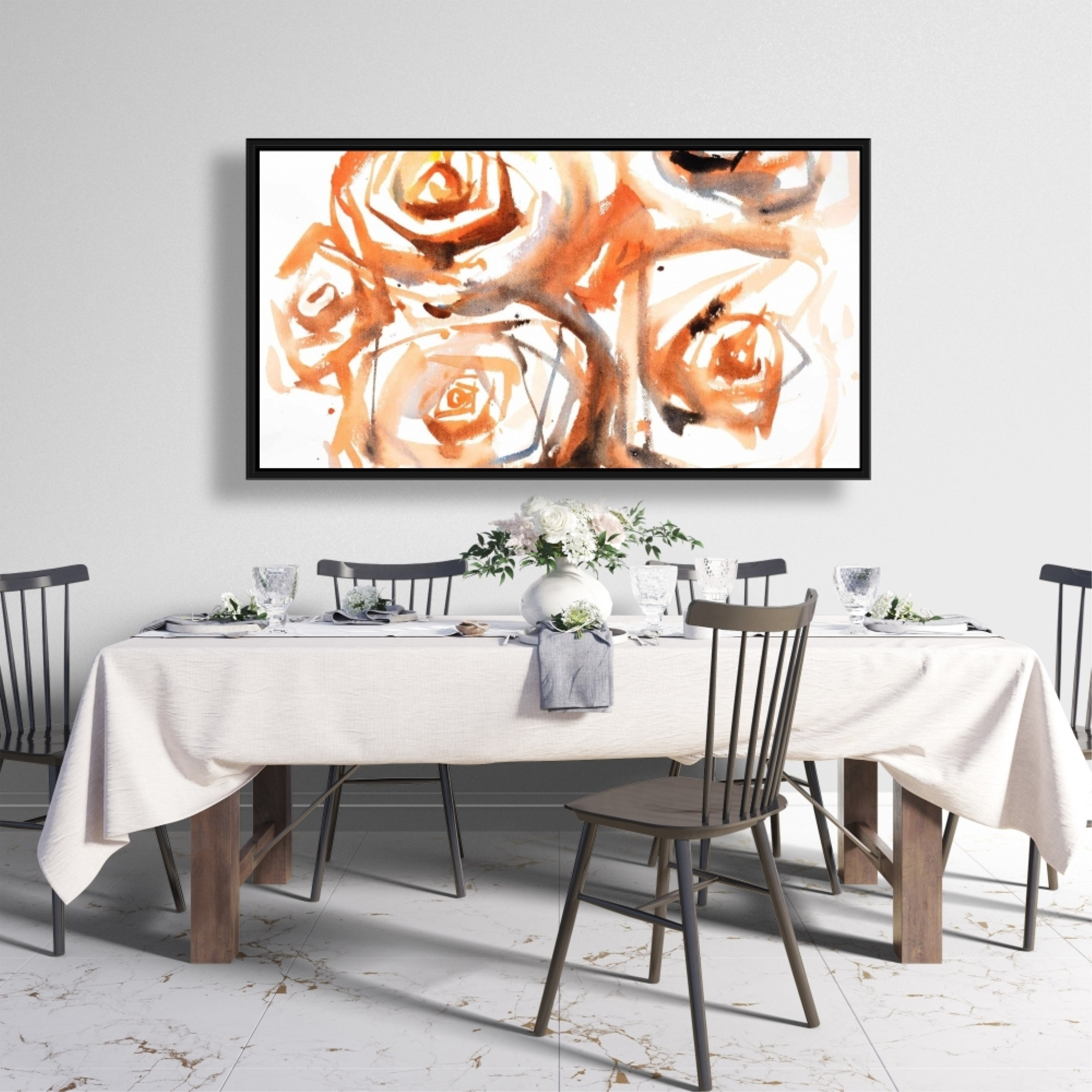 SEPIA STYLE ABSTRACT ROSES BUNDLE - Framed Print on canvas by Begin Edition
