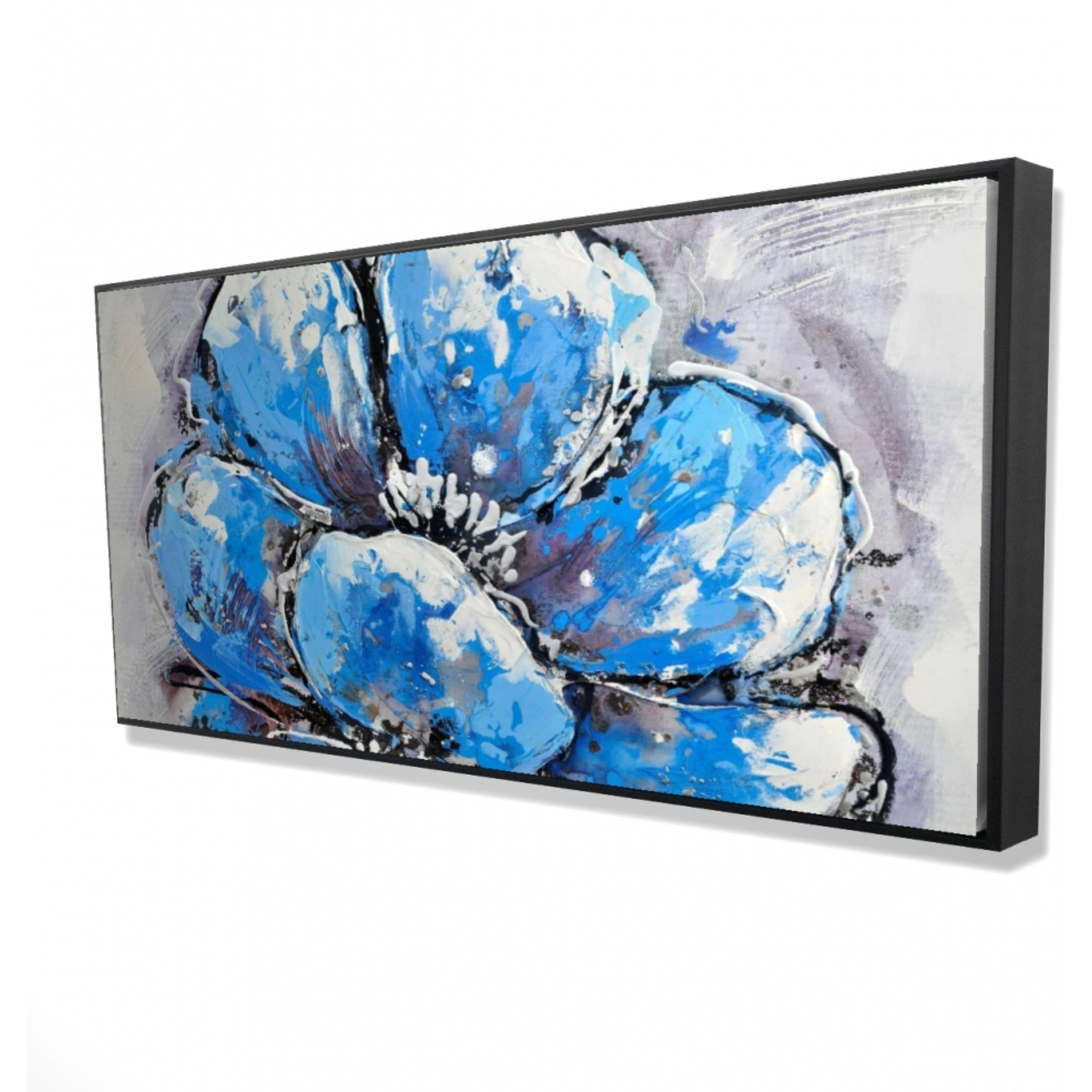 ABSTRACT BLUE PETALS - Framed Print on canvas by Begin Edition