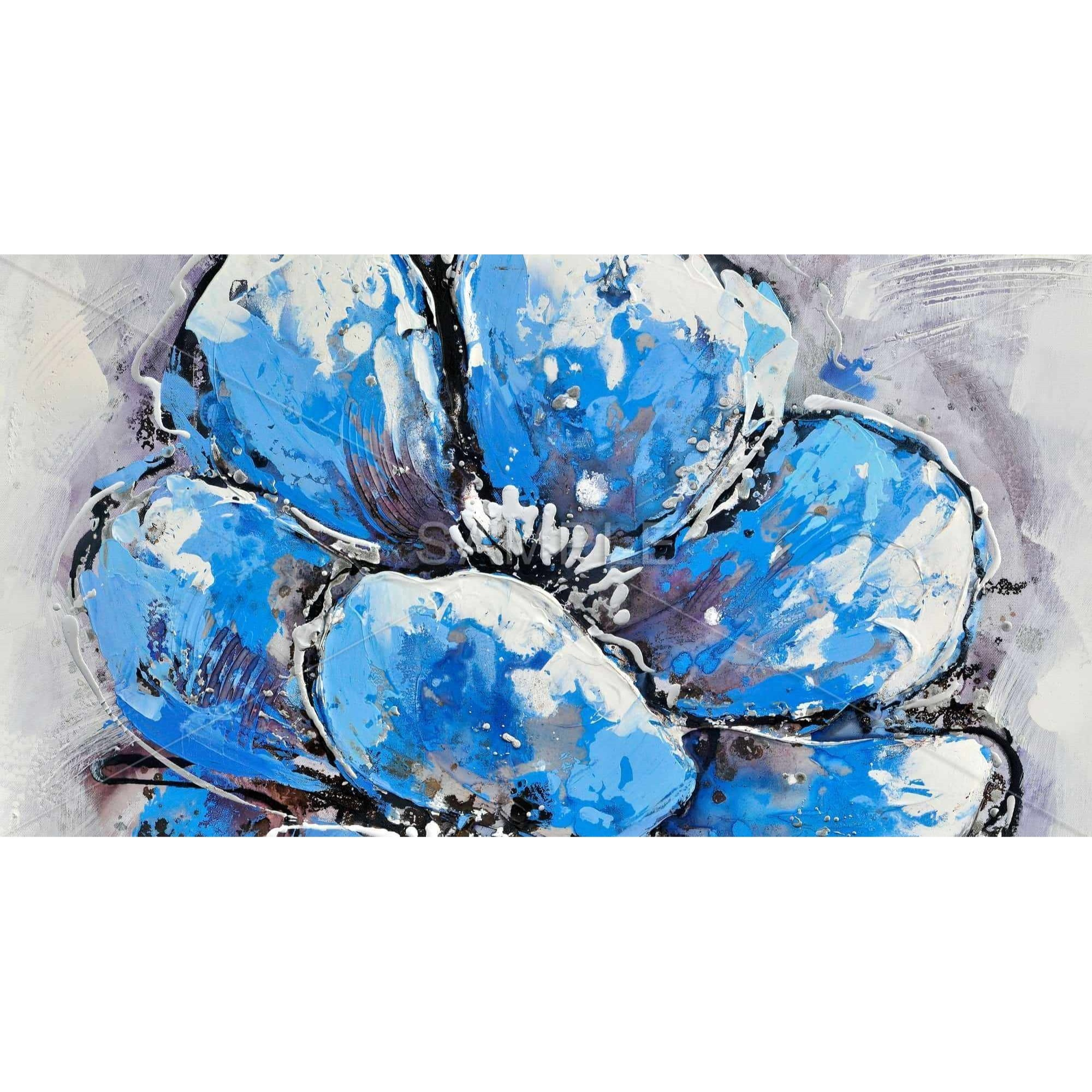 ABSTRACT BLUE PETALS - Framed Print on canvas by Begin Edition