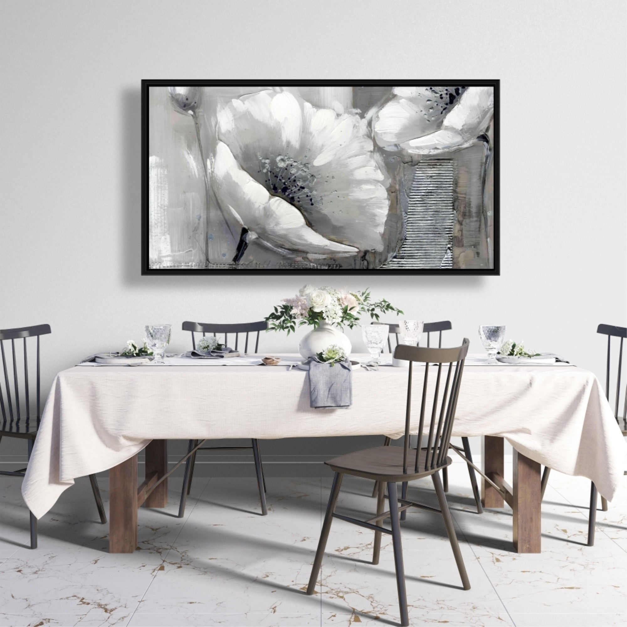 INDUSTRIAL MONOCHROME FLOWERS - Framed Print on canvas by Begin Edition