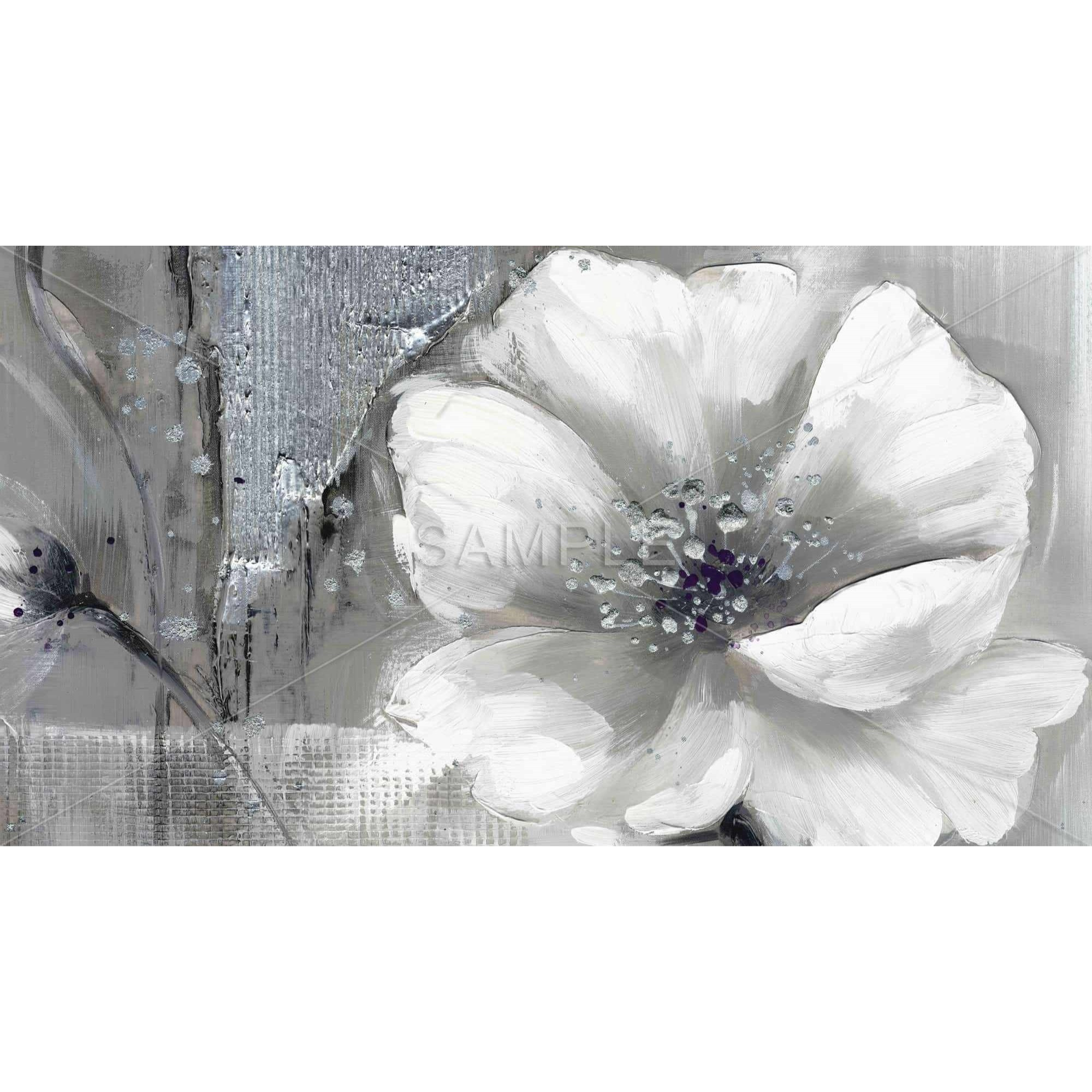 MONOCHROME AND SILVER FLOWERS - Framed Print on canvas by Begin Edition