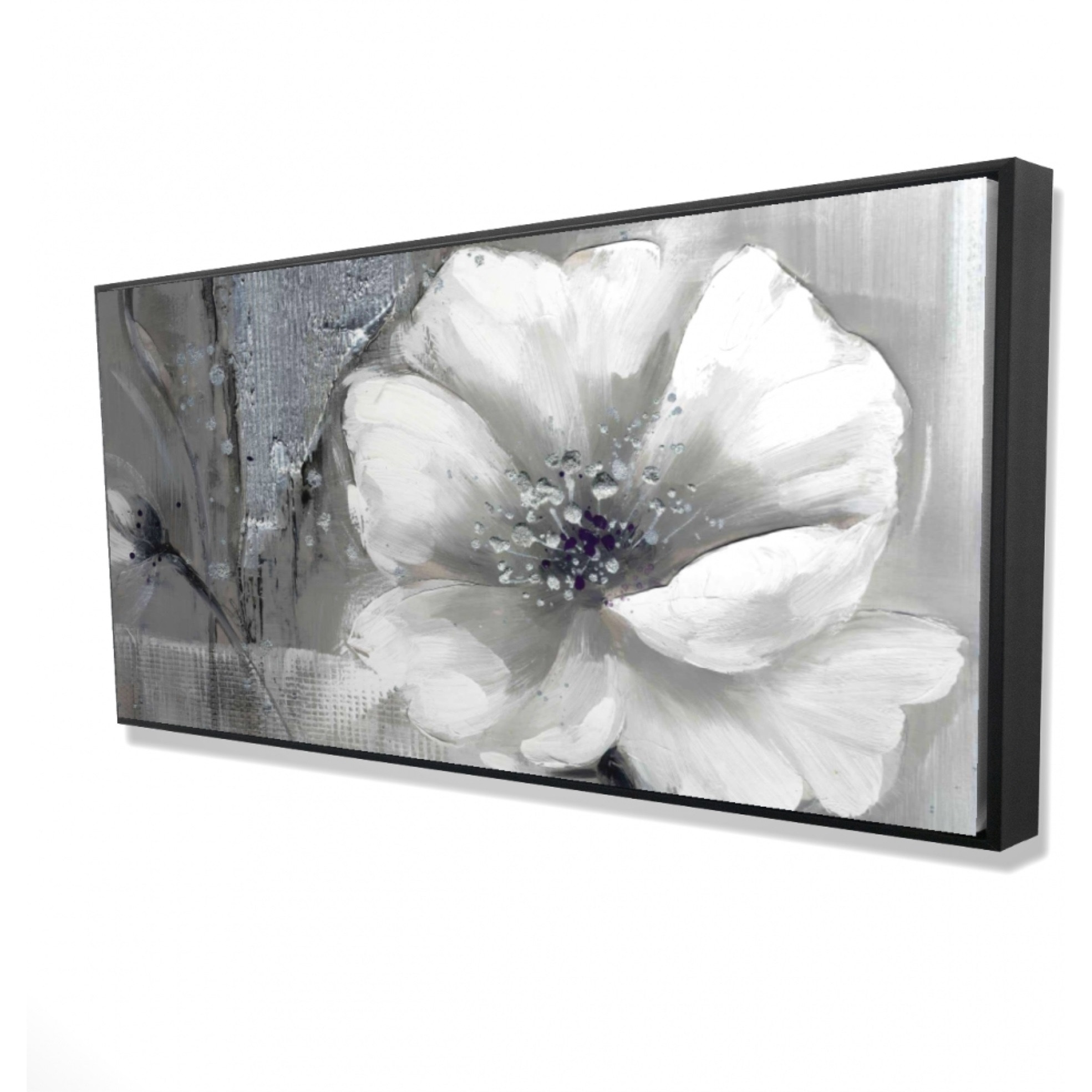 MONOCHROME AND SILVER FLOWERS - Framed Print on canvas by Begin Edition