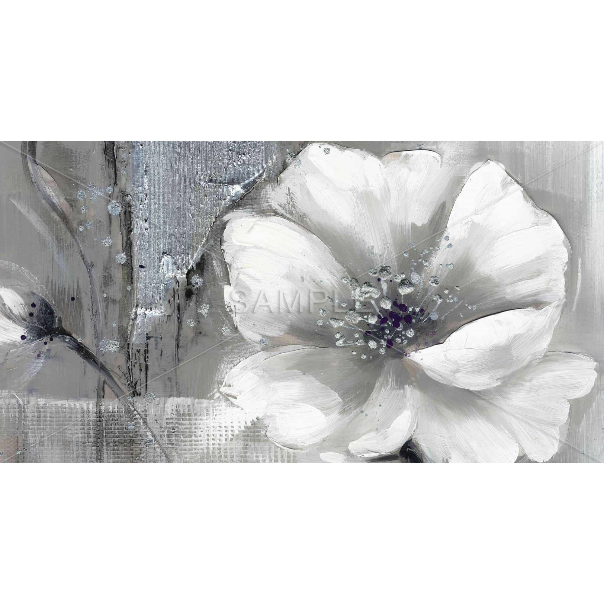 MONOCHROME AND SILVER FLOWERS - Framed Print on canvas by Begin Edition