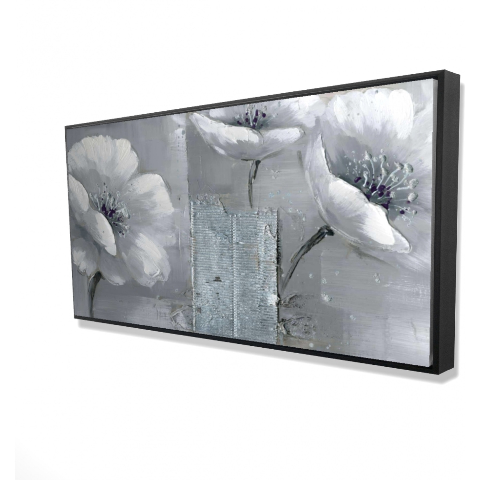PEACEFUL BLACK & WHITE FLOWERS - Framed Print on canvas by Begin Edition