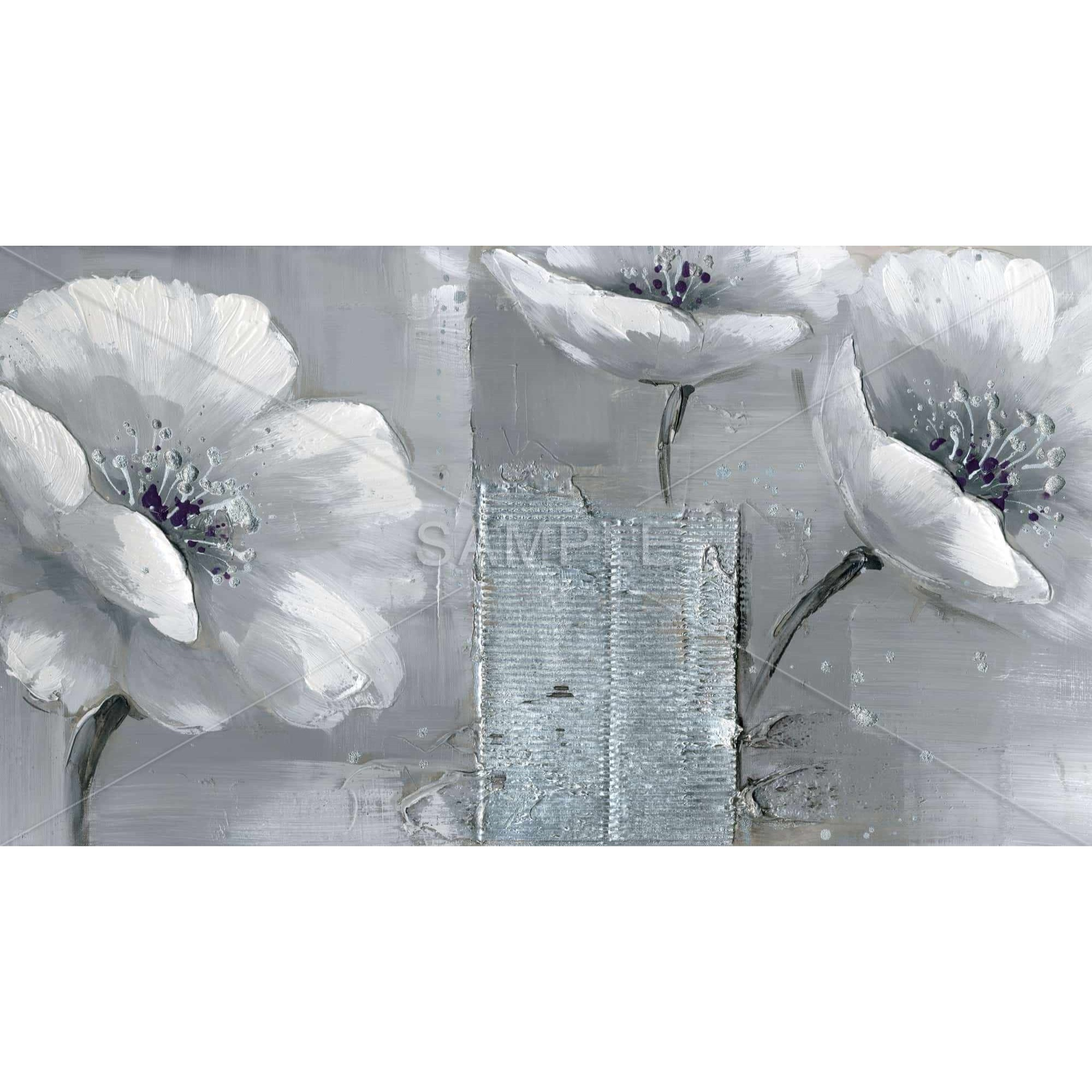 PEACEFUL BLACK & WHITE FLOWERS - Framed Print on canvas by Begin Edition